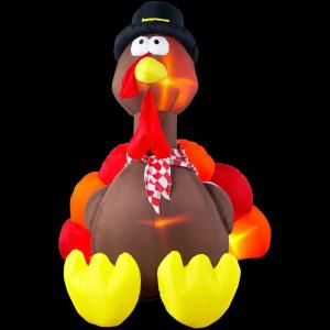  6 ft. Airblown Lighted Sitting Turkey (Model: 25663X)