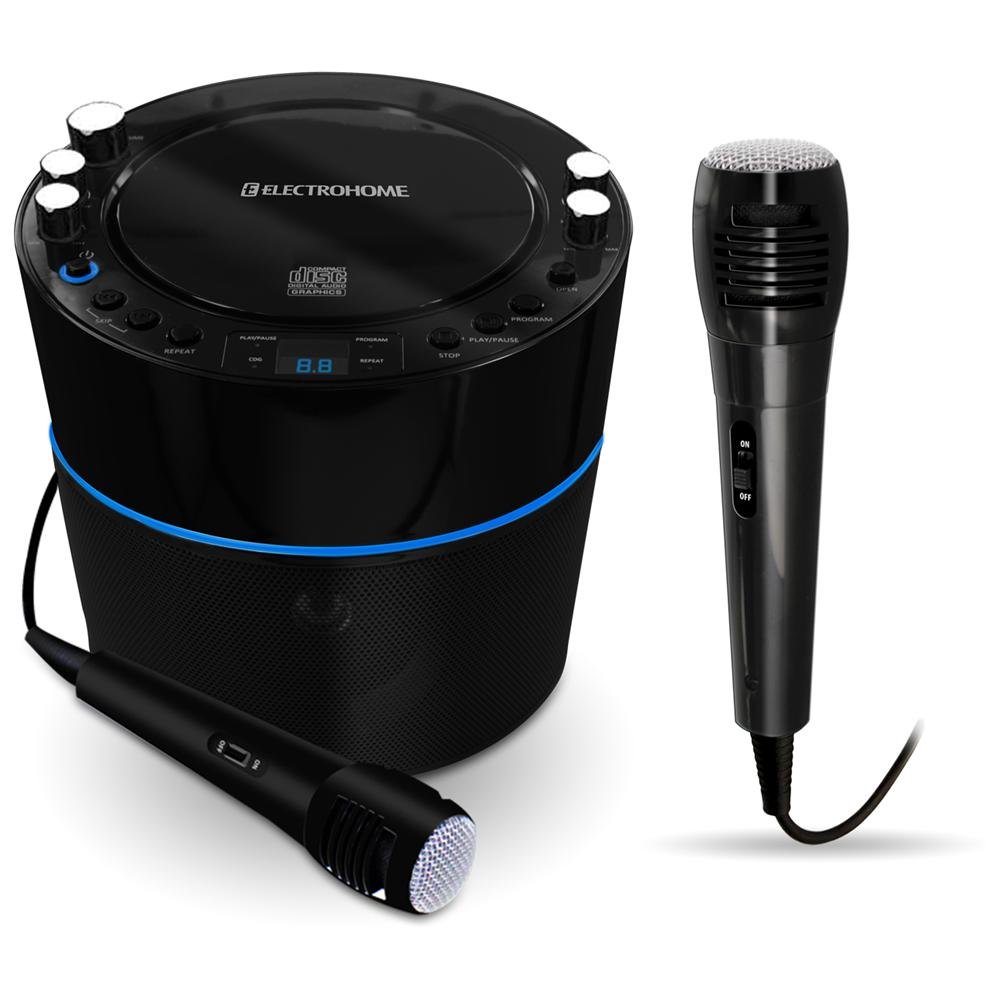 Electrohome EAKAR300 Karaoke CD+G Player Speaker System with MP3 and 2 Microphone Inputs
