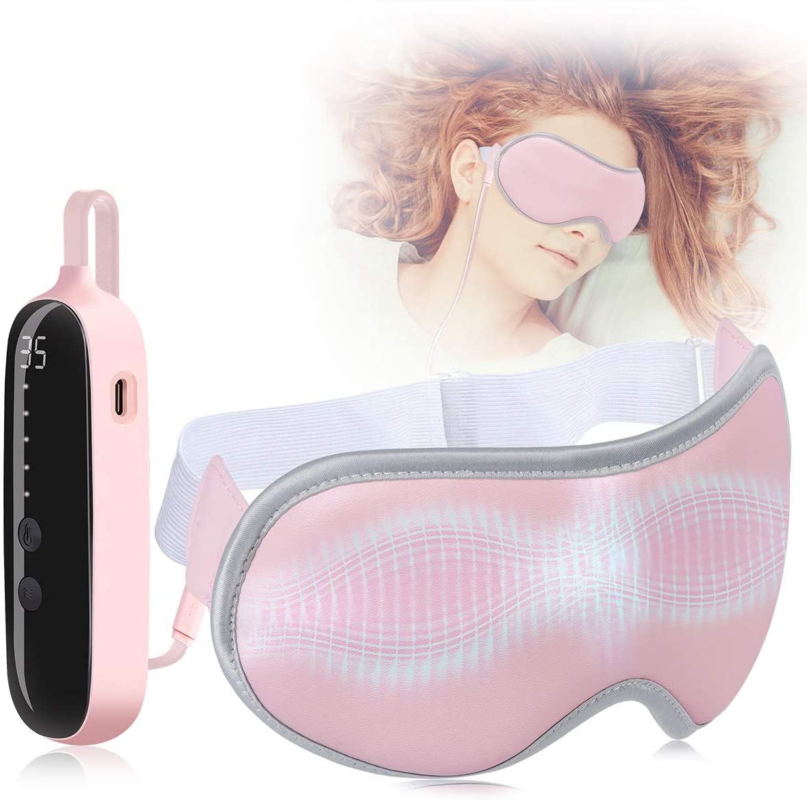 OUVEROLA Heated Eye Massager with 5 Vibration Mode and Adjustable Temp