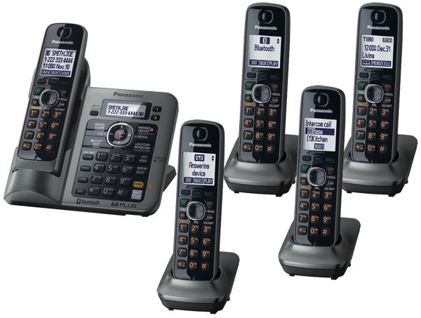 Review of Panasonic KX-TG7645M DECT 6.0 Link-to-Cell via Bluetooth Cordless Phone with Answering System, Metallic Gray, 5 Handsets
