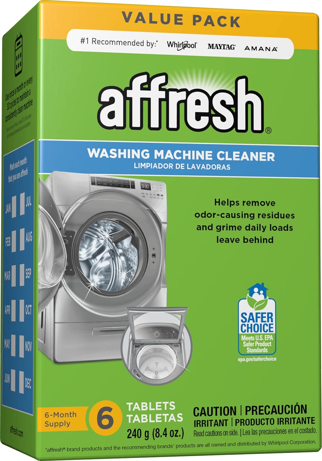 Affresh Washer Machine Cleaner, Whiite , 6-Tablets, 8.4 oz - W10501250