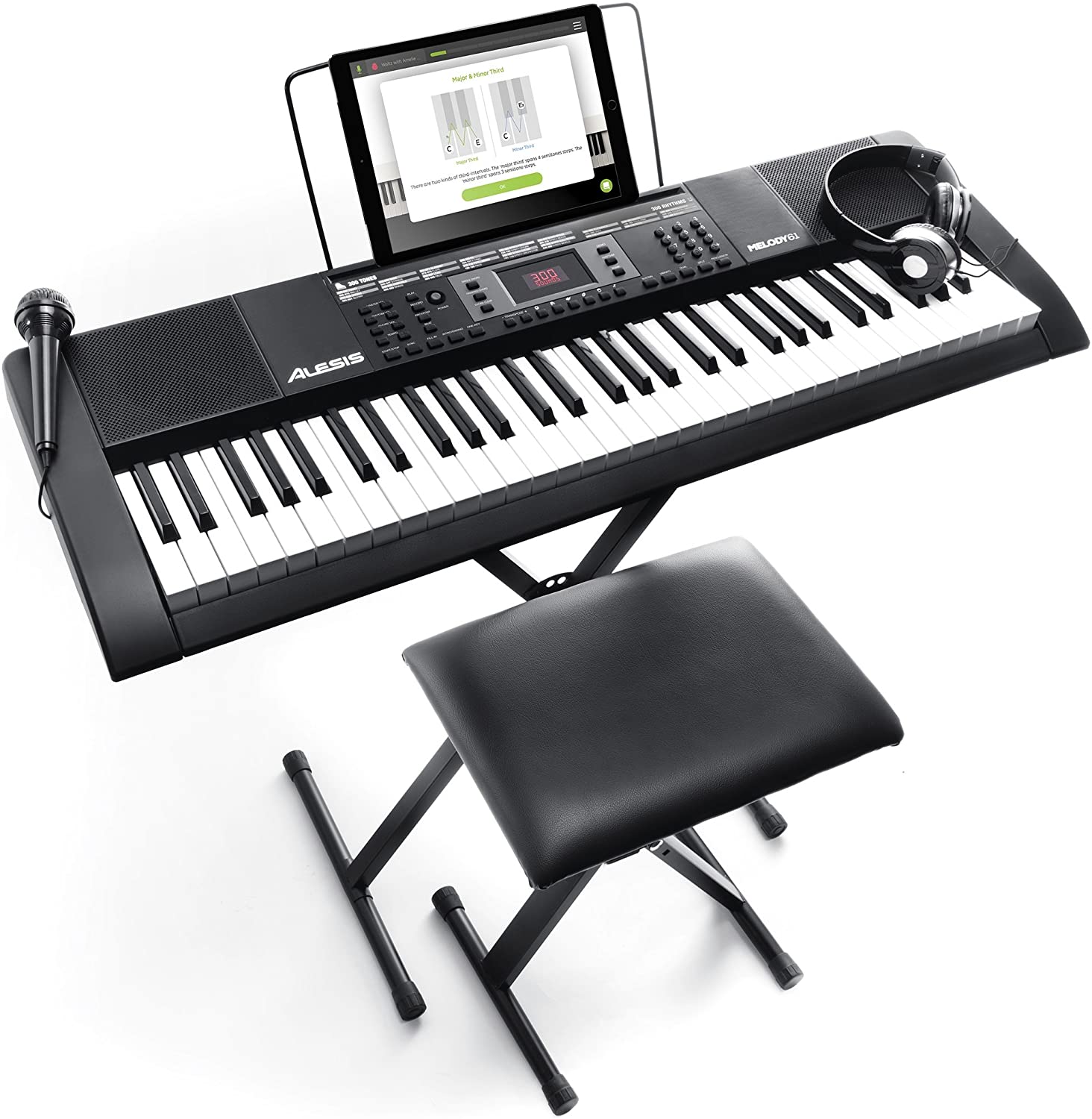 Alesis Melody 61 MKII | 61 Key Portable Keyboard Piano with Built In Speakers, Headphones, Microphone
