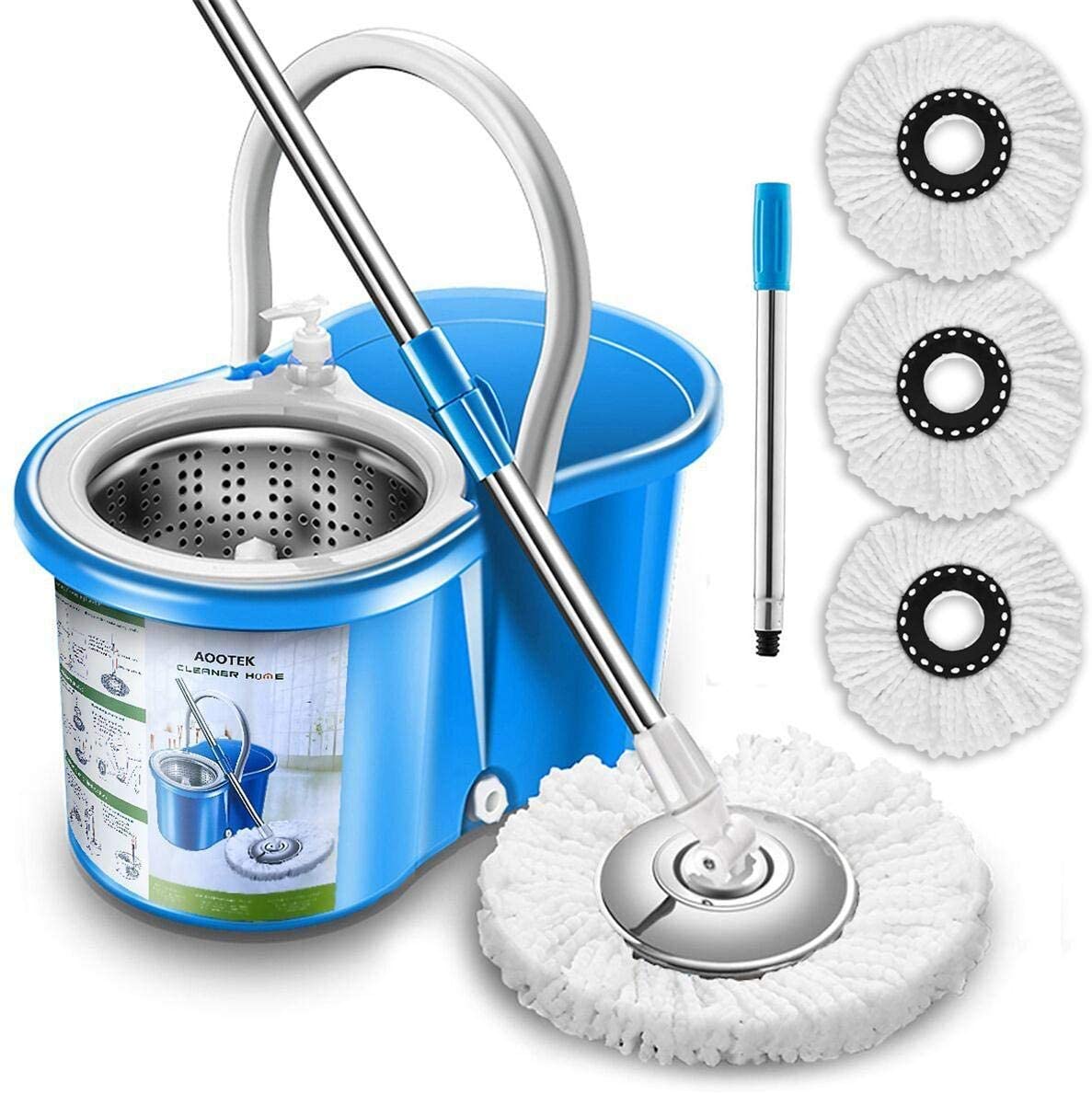 Aootek Upgraded Stainless Steel Deluxe 360 Spin Mop
