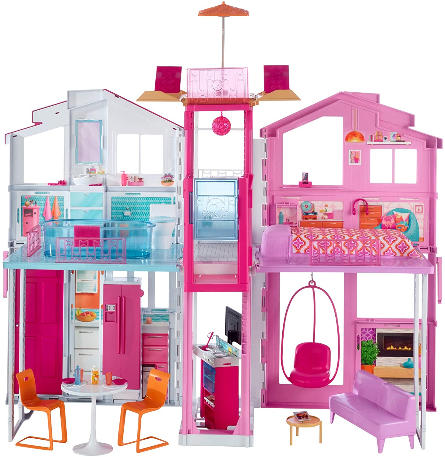 Review of Barbie 3-Story House with Pop-Up Umbrella