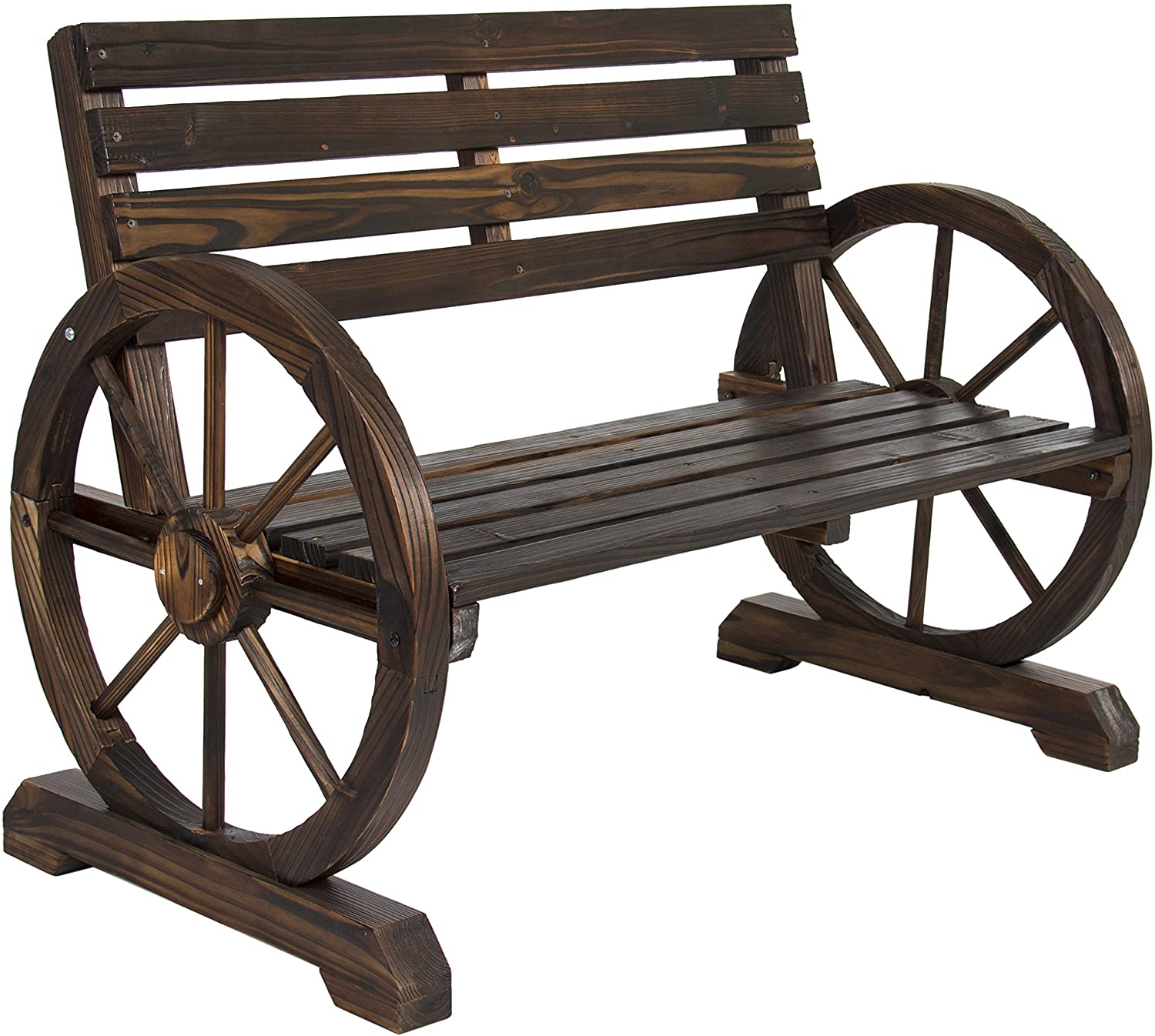 Review of Best Choice Products Wooden Rustic Wagon Wheel Bench for Patio, Garden, Outdoor