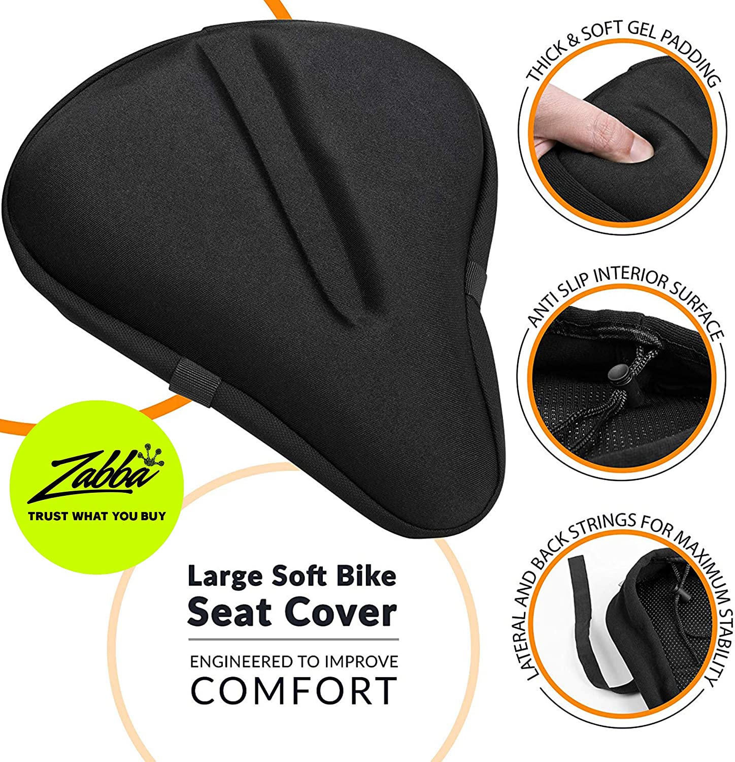 Bikeroo Large Bike Seat Cushion - (11 inches x 10 inches) Wide Gel Soft Pad