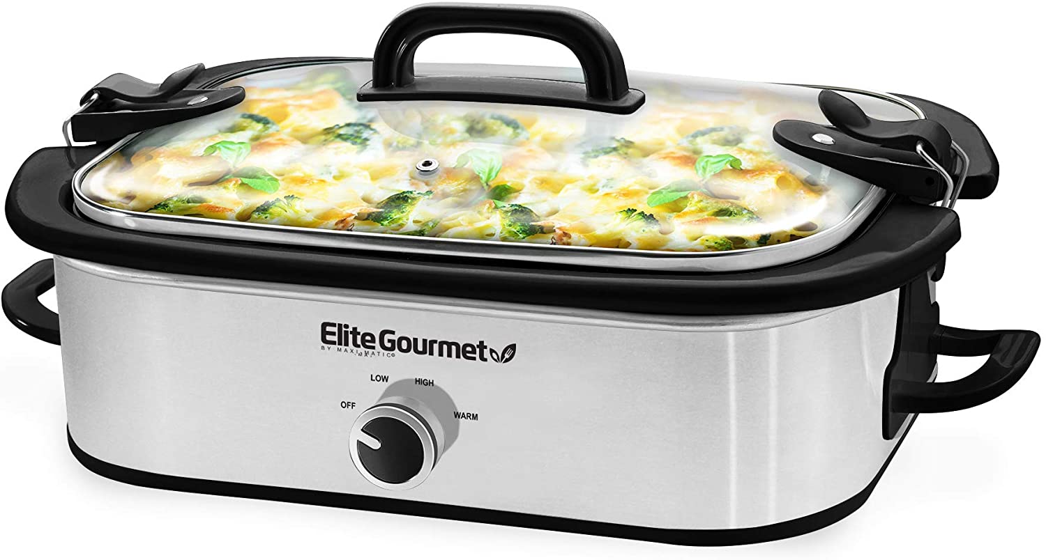 Elite Gourmet MST-5240SS Crock Slow Cooker, 3.5Qt Capacity, Stainless Steel