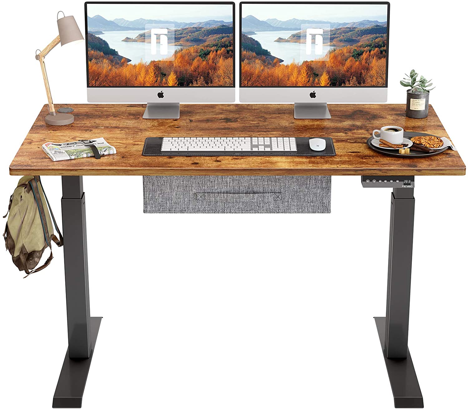 FEZIBO Electric Height Adjustable Standing Desk with Drawer, 48 x 24 Inches Splice Board