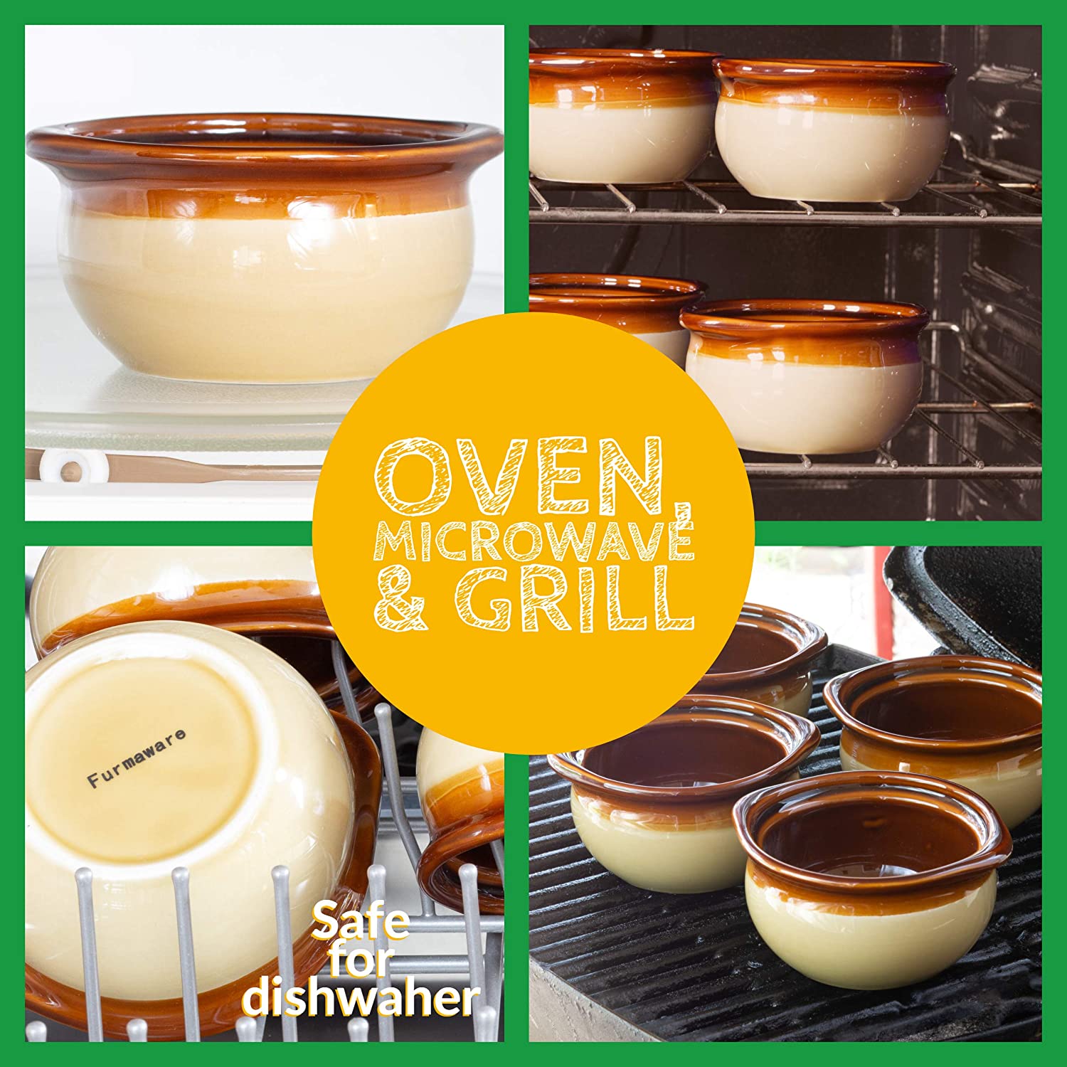 Review of French Onion Crock Soup Bowls Set of 4 - 12 ounces by Furmaware