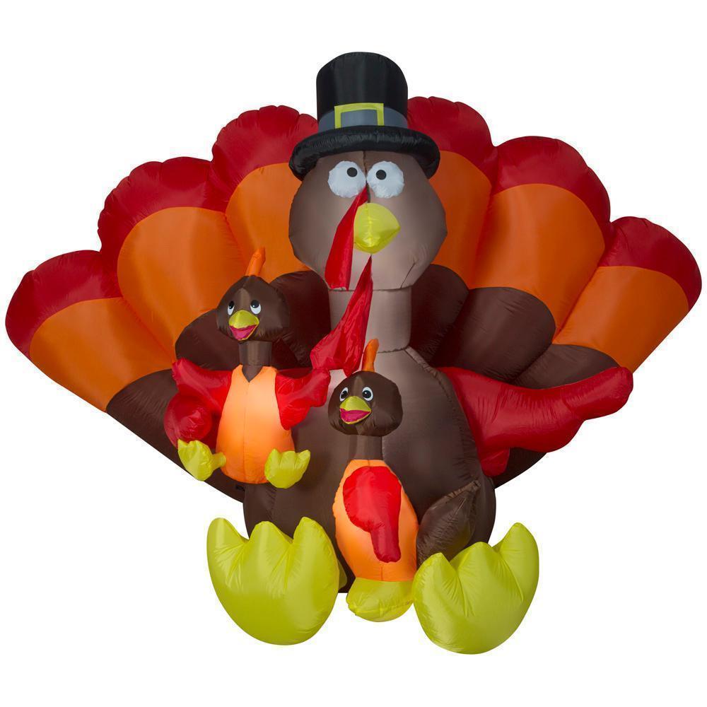 Review of Gemmy 8.5 ft. Inflatable Turkey Family Scene
