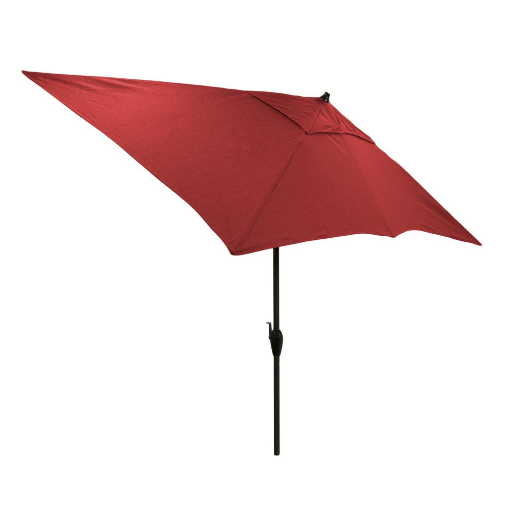 Review of Hampton Bay 10 ft. x 6 ft. Aluminum Patio Umbrella in Chili with Push-Button Tilt