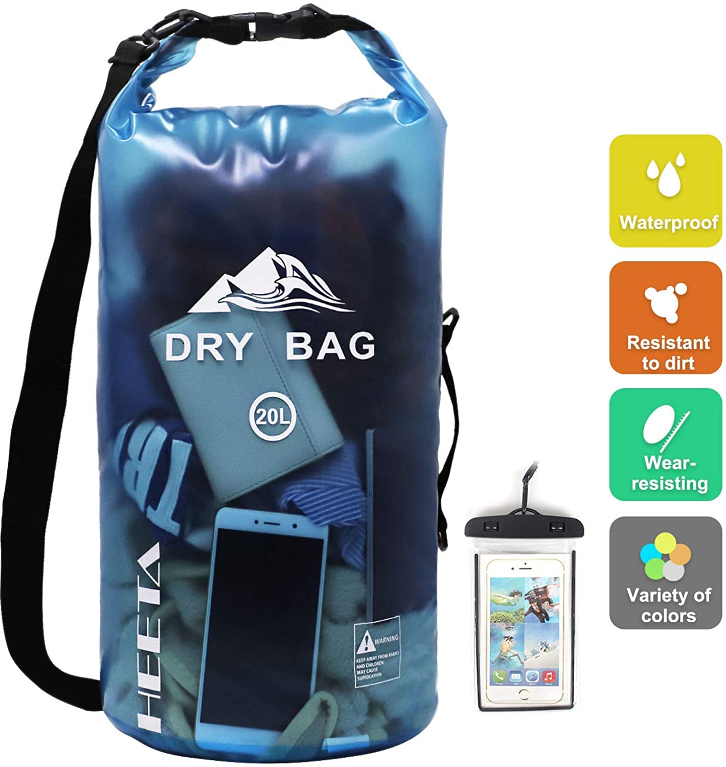 Review of HEETA Waterproof Dry Bag for Women Men, 5L/ 10L/ 20L/ 30L