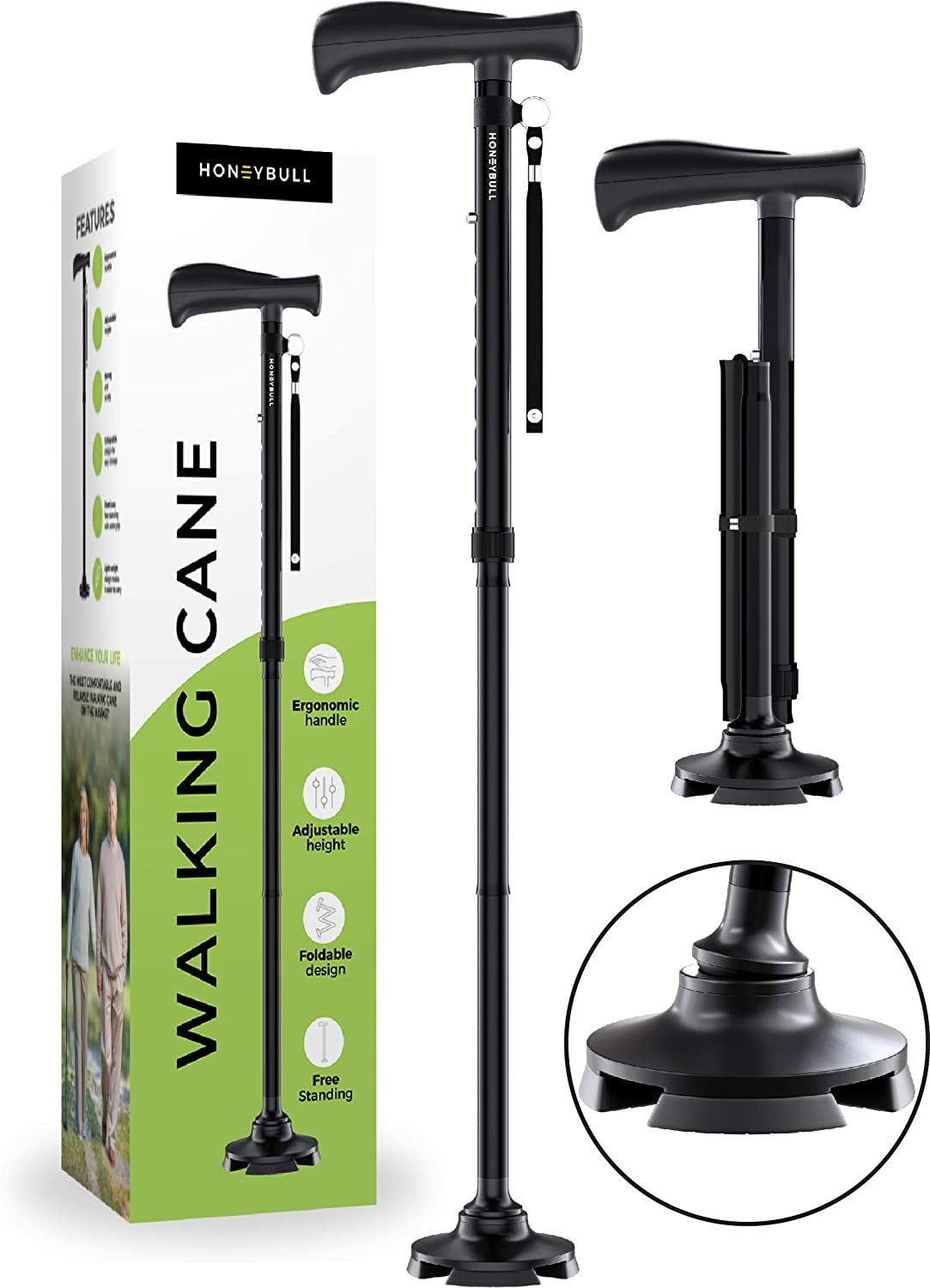 Review of HONEYBULL Walking Cane - Free Standing Cane