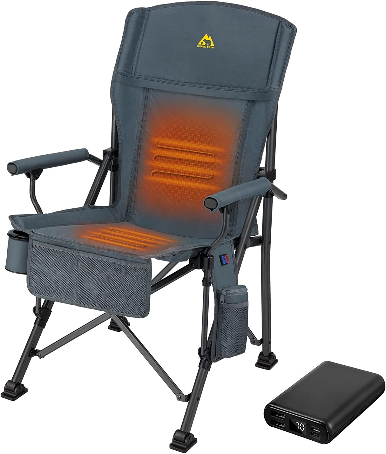 Review of KINGS TREK Camping Chair Heated with Battery Pack & Removable Cushion