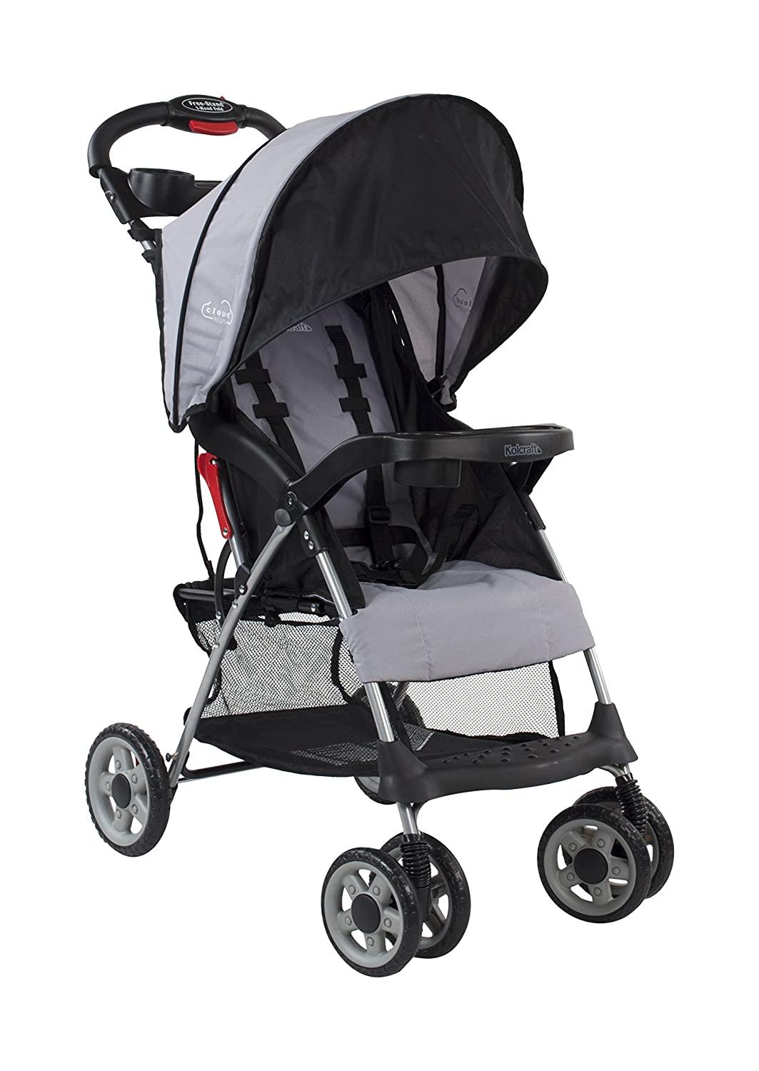 Kolcraft Cloud Plus Lightweight Easy Fold Compact Travel Baby Stroller, Slate Grey