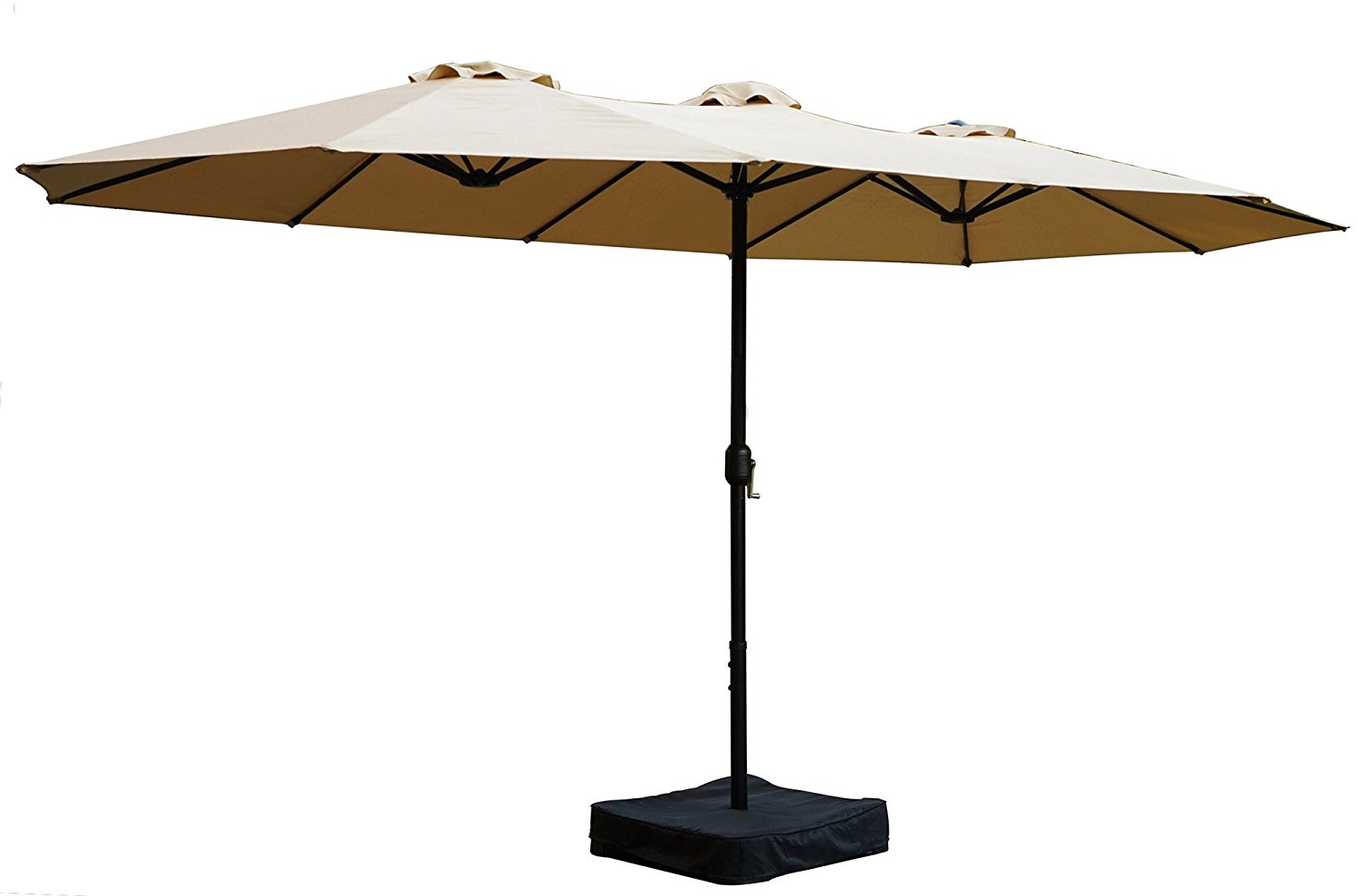 Kozyard Butterfly 14' Outdoor Patio Double-Sided Aluminum Umbrella (with Crank and Base)
