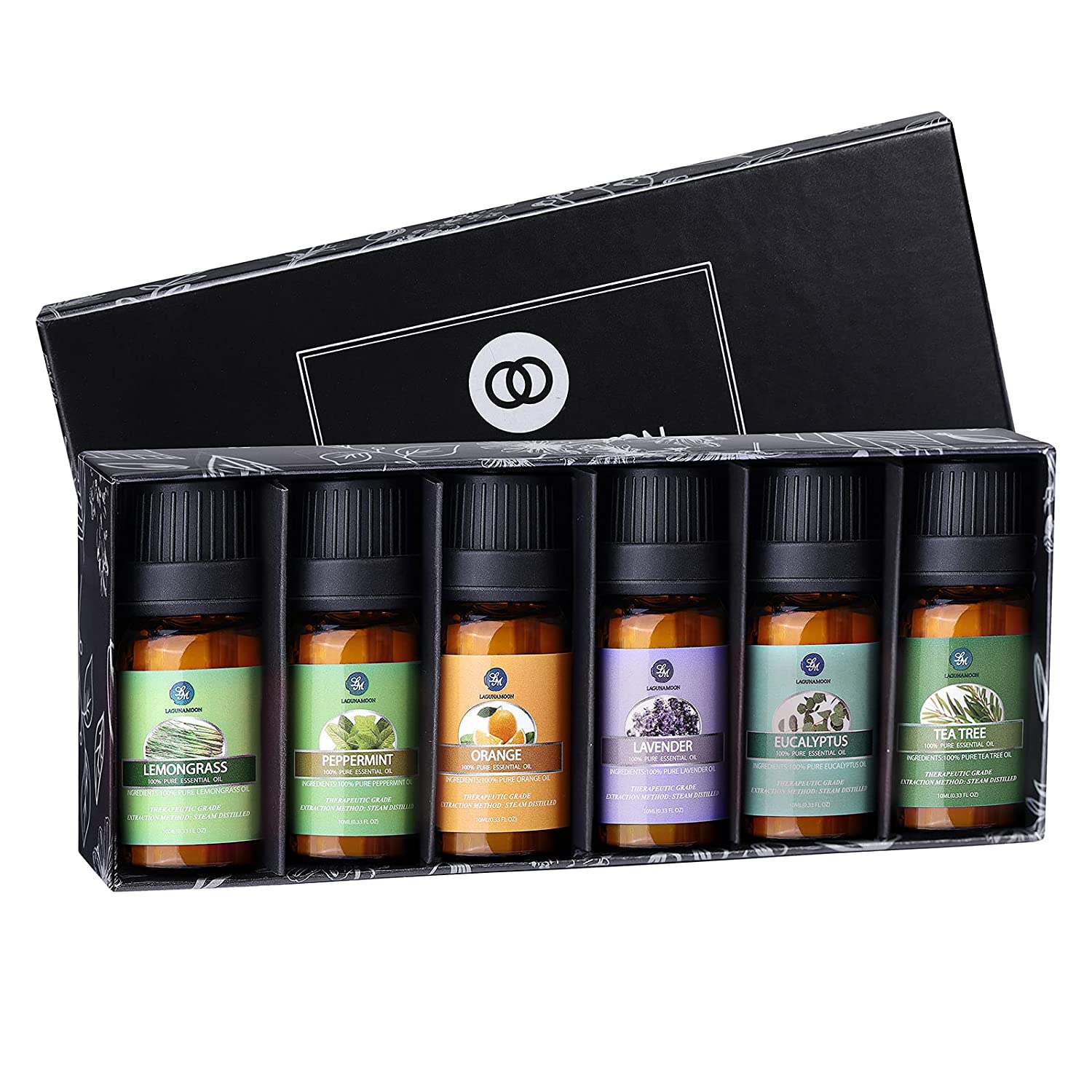Lagunamoon Essential Oils Gift Set with Top 6 Pure Essential Oils