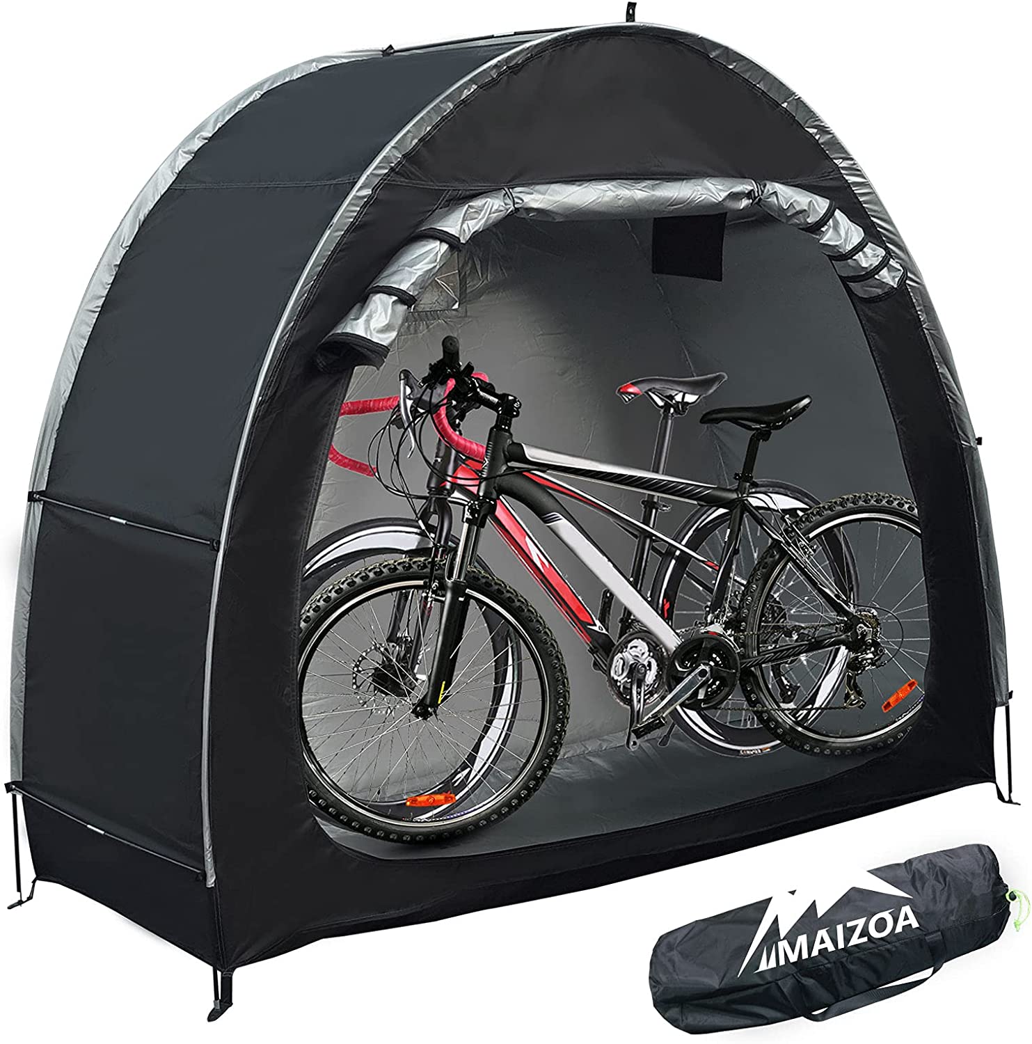 Review of MAIZOA Outdoor Bike Covers/ Storage Shed Tent, storage of 2 bicycles