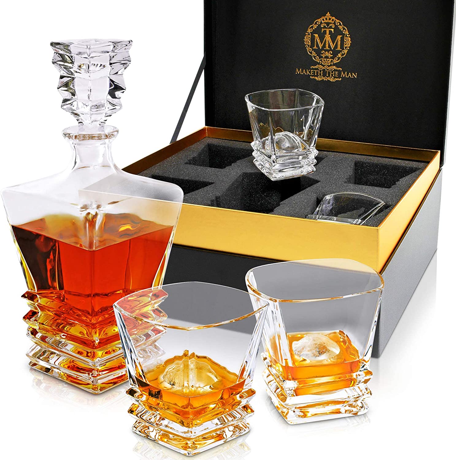 Review of - MAKETH THE MAN Genuine Lead-Free Crystal Decanters For Alcohol. 27oz Whiskey Decanter