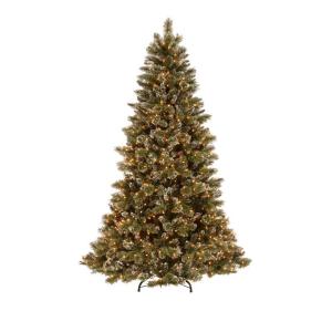Martha Stewart Living 7.5 ft. Pre-lit Sparkling Pine Artificial Christmas Tree with Clear Lights and Pine Cones [Discontinued]