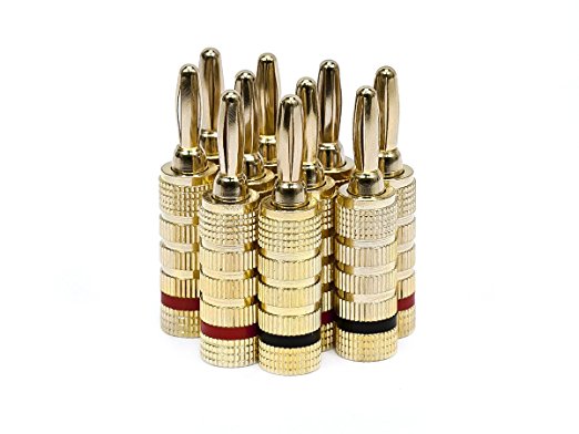 Review of Monoprice 24k Gold Plated Speaker Banana Plugs, Closed Screw Type (5 Pairs)