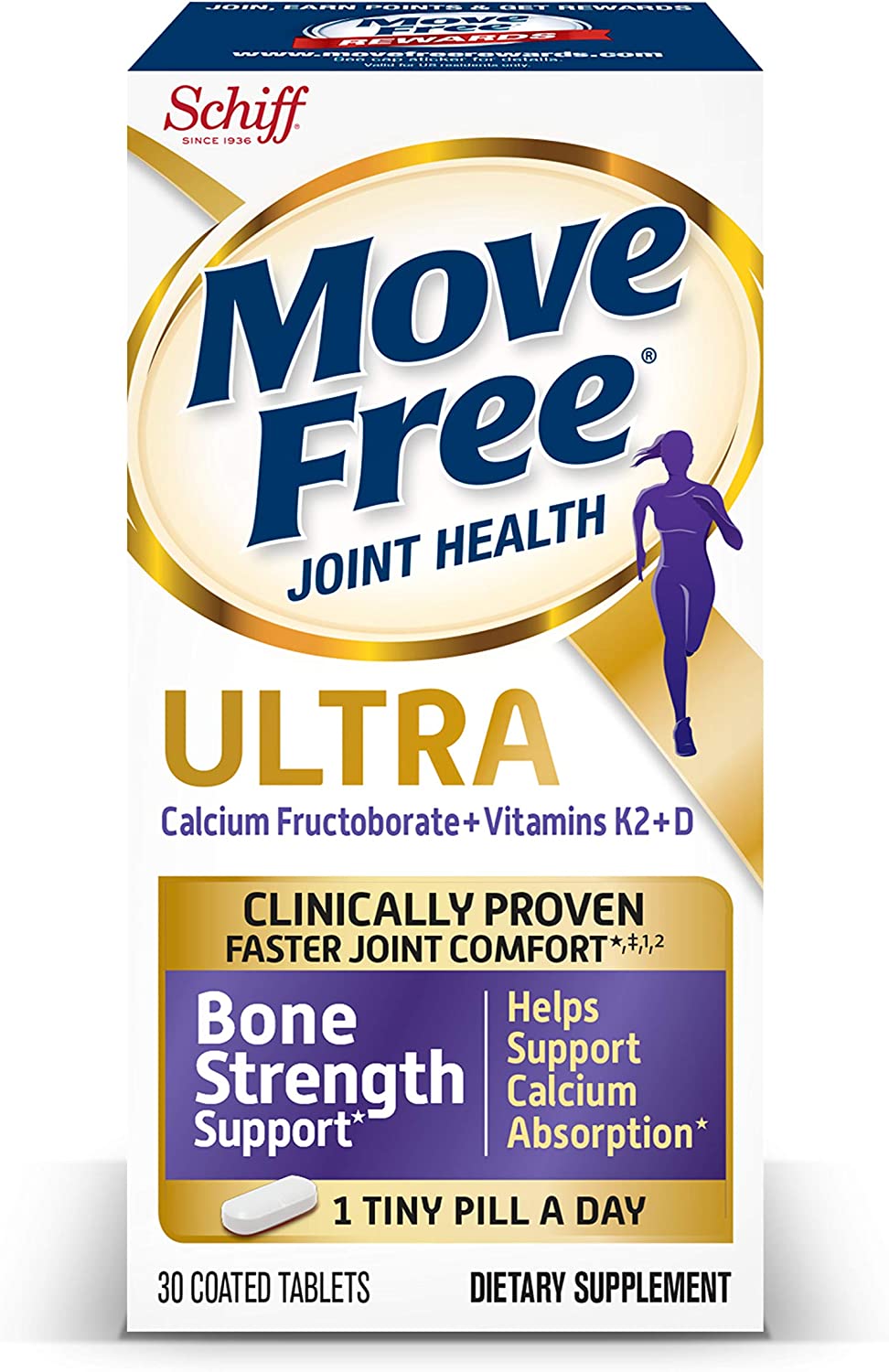 Review of Move Free Vitamins D & K2 + Calcium Fructoborate Ultra Bone Strength Support* Tablets,