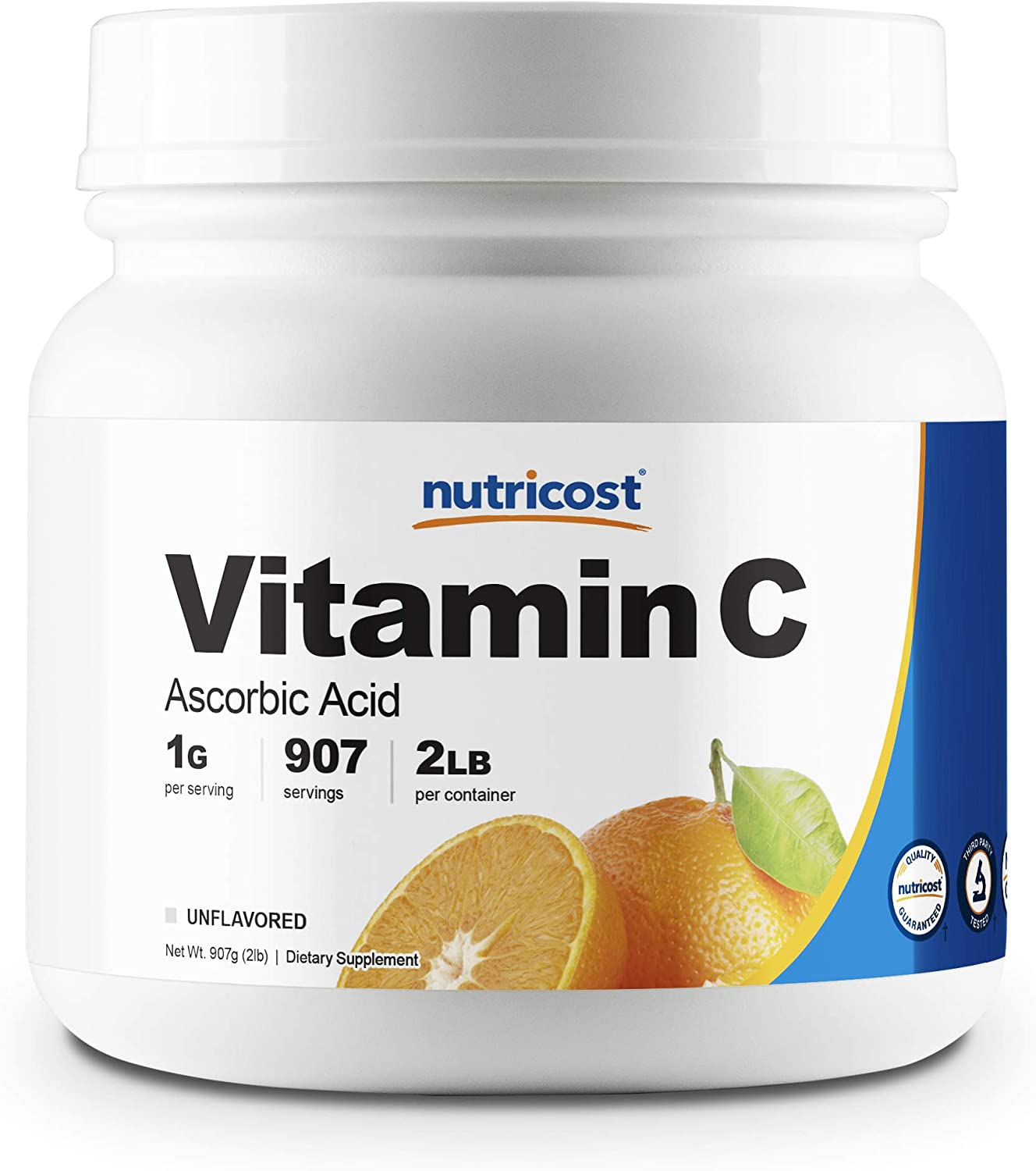 Nutricost Pure Ascorbic Acid Powder (Vitamin C) 2 LBS - High Quality, Gluten Free, Non-GMO