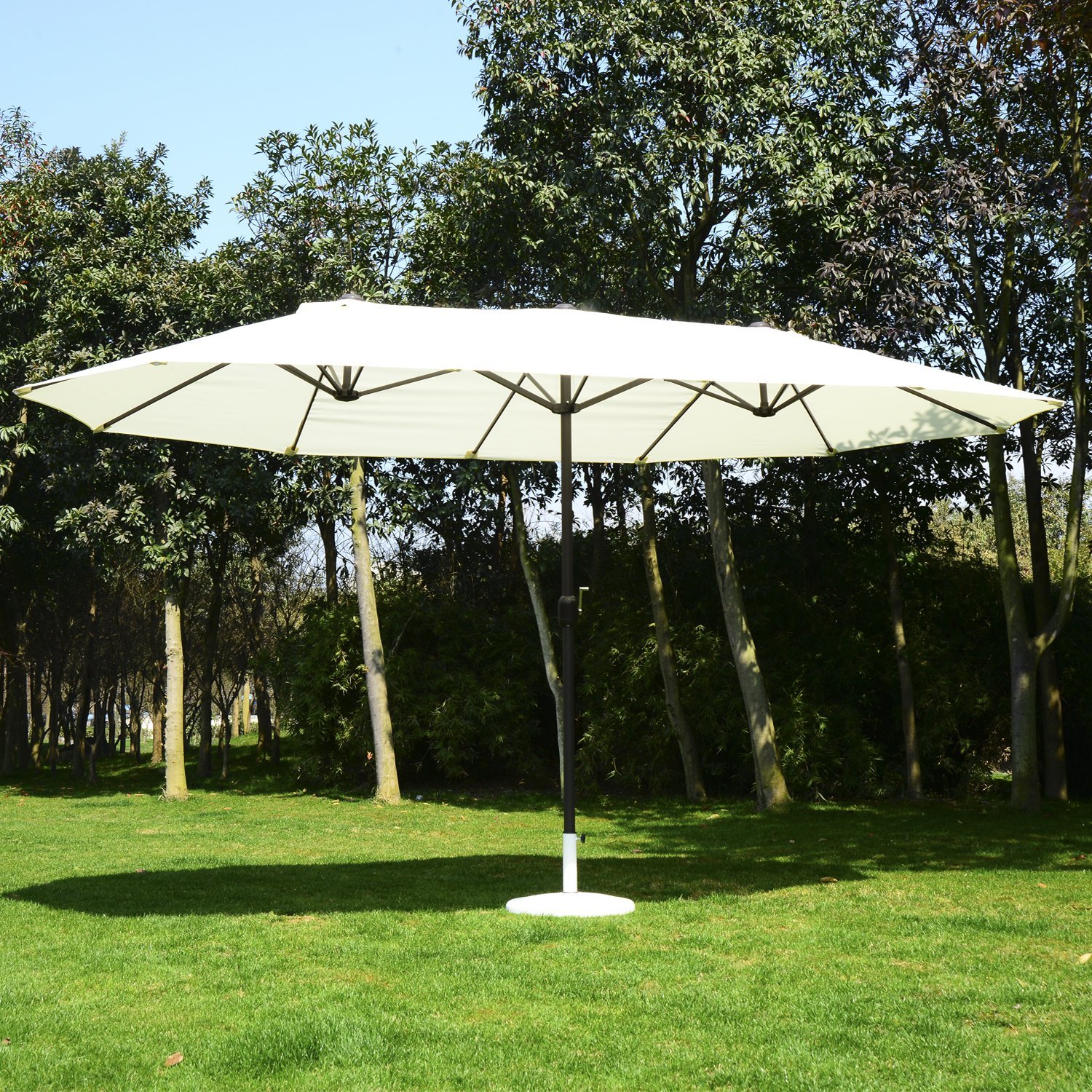 Review of Outsunny 15' Outdoor Patio Market Double-Sided Umbrella - Cream White and Brown