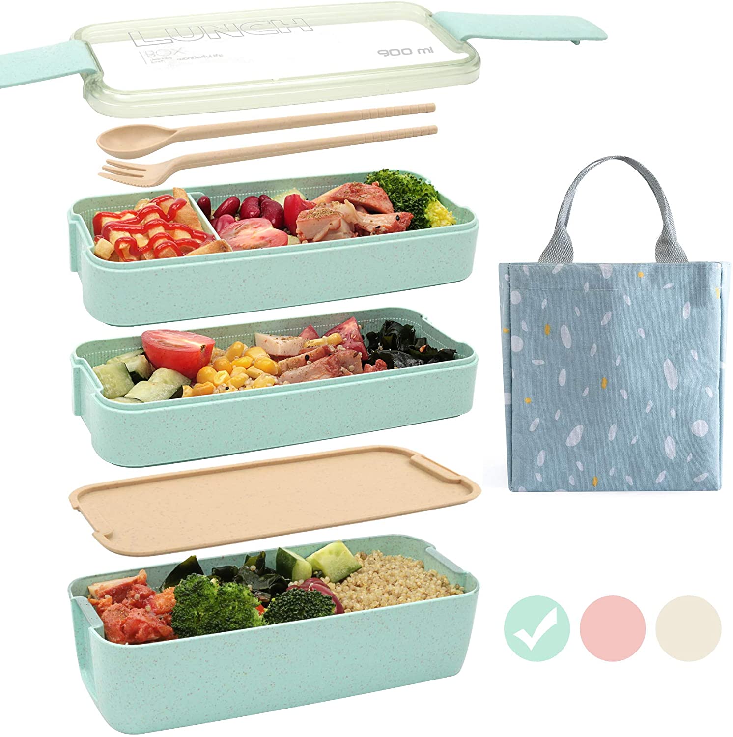 Review of Ozazuco Bento Box Japanese Lunch Box,3-In-1 Compartment