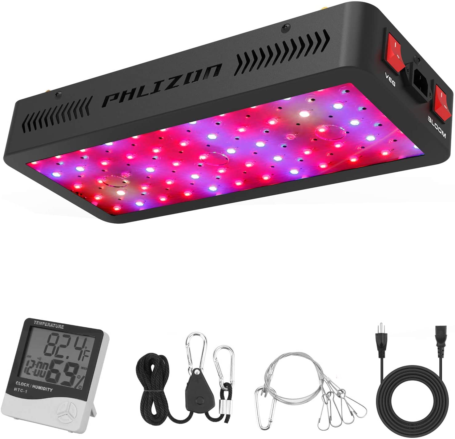 Review of Phlizon 600W LED Plant Grow Light,with Thermometer Humidity Monitor