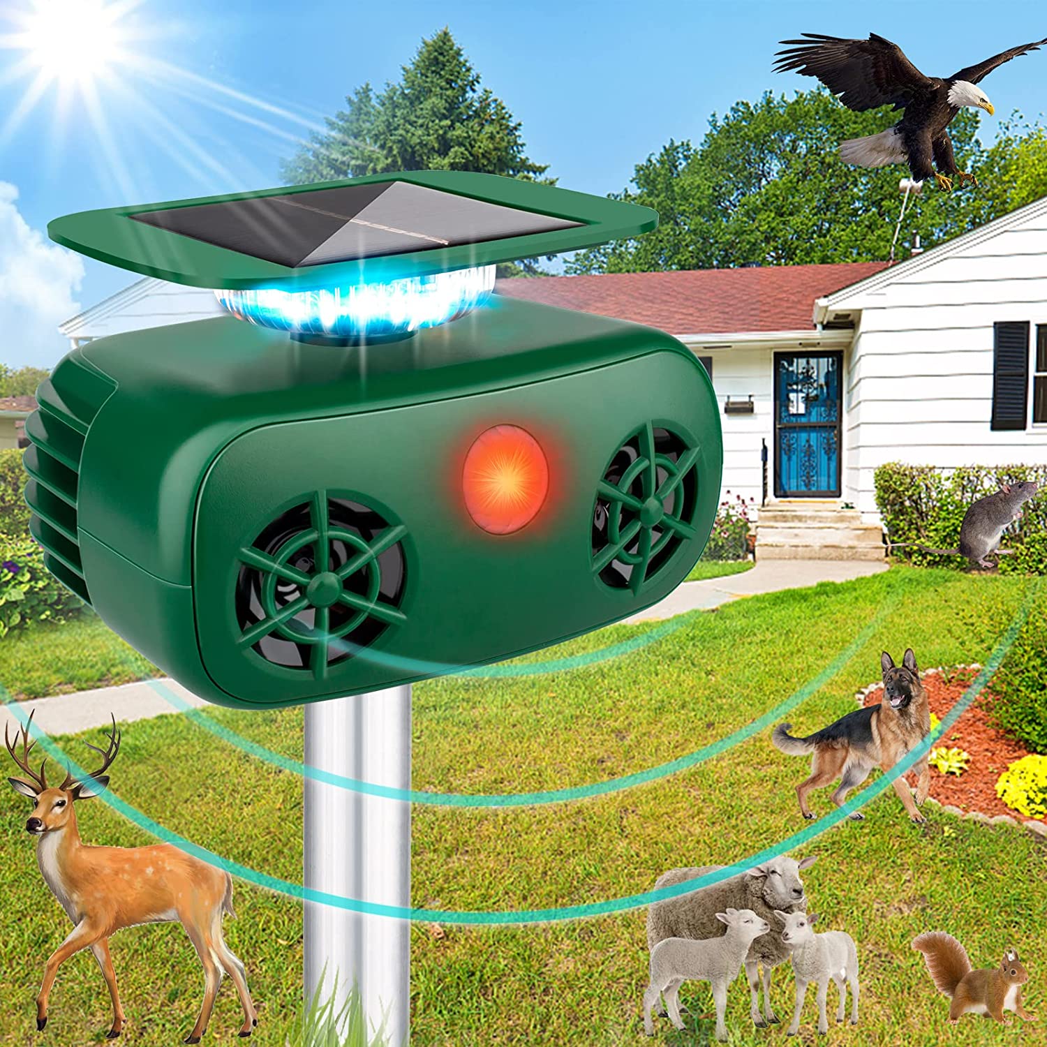 Protecker Ultrasonic Solar Animal Repellent