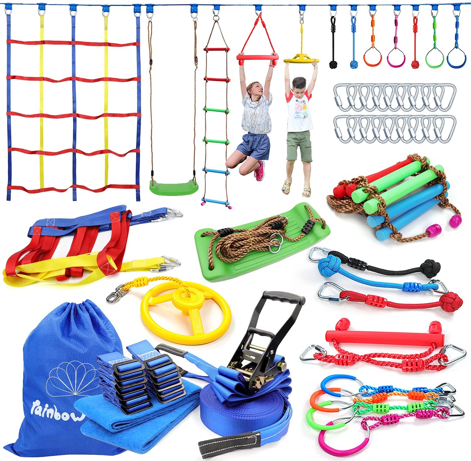 Review of Rainbow Craft 50ft Ninja Warrior Obstacle Course for Kids