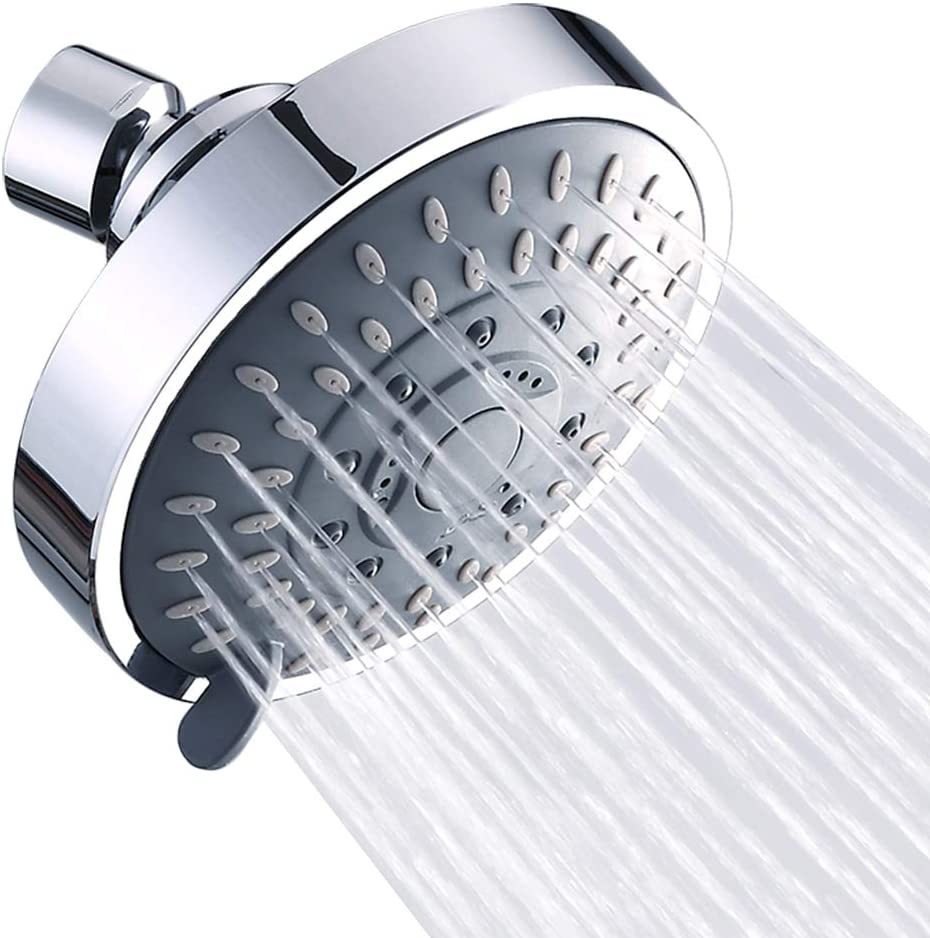 Review of Shower Head High Pressure Rain Fixed Showerhead Rainfall 5-Setting with Adjustable Metal Swivel Ball Joint