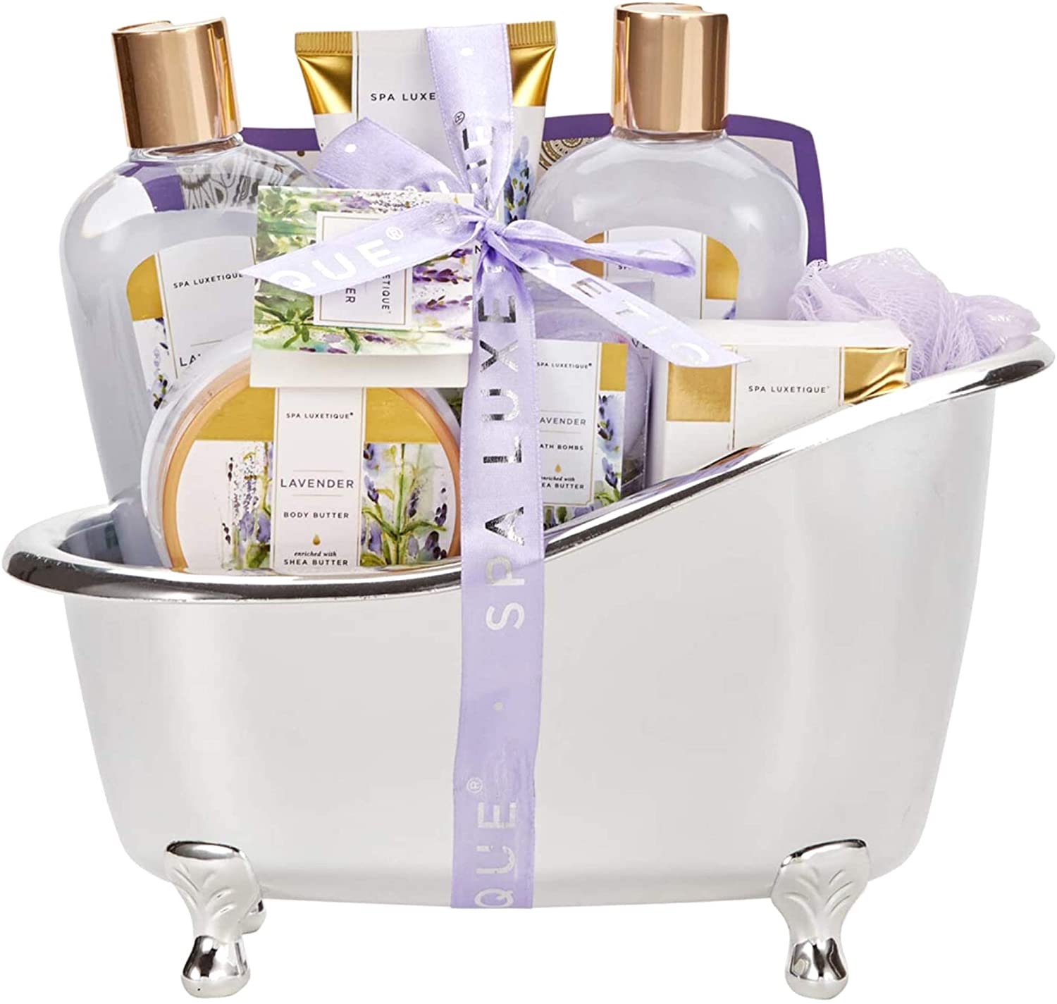 Spa Luxetique Gift Baskets for Women, Lavender Bath Set