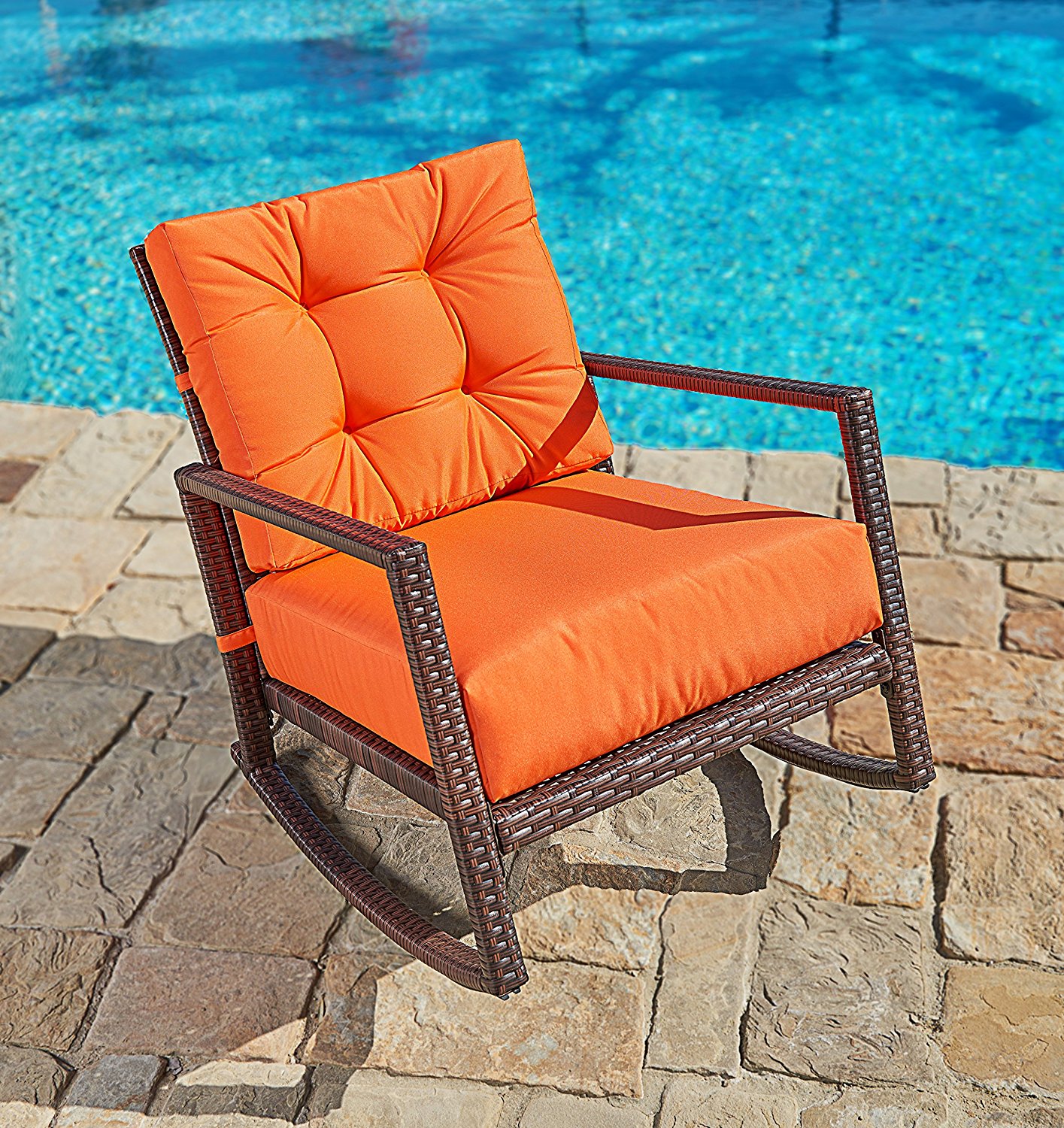 Review of Suncrown Outdoor Furniture Vibrant Orange Patio Rocking Chair