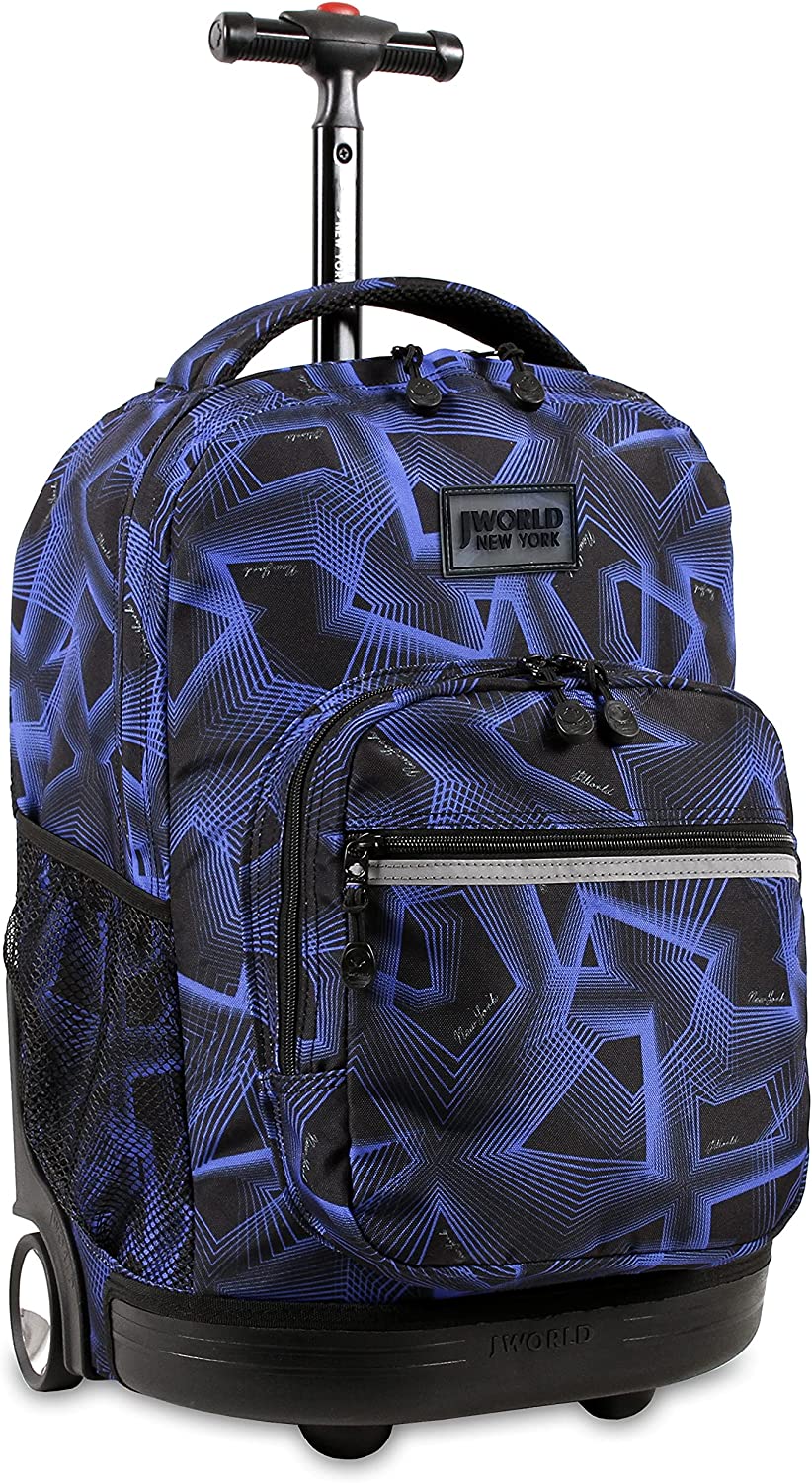 Sunrise Rolling Backpack. Roller Bag with Wheels, Disco, 18