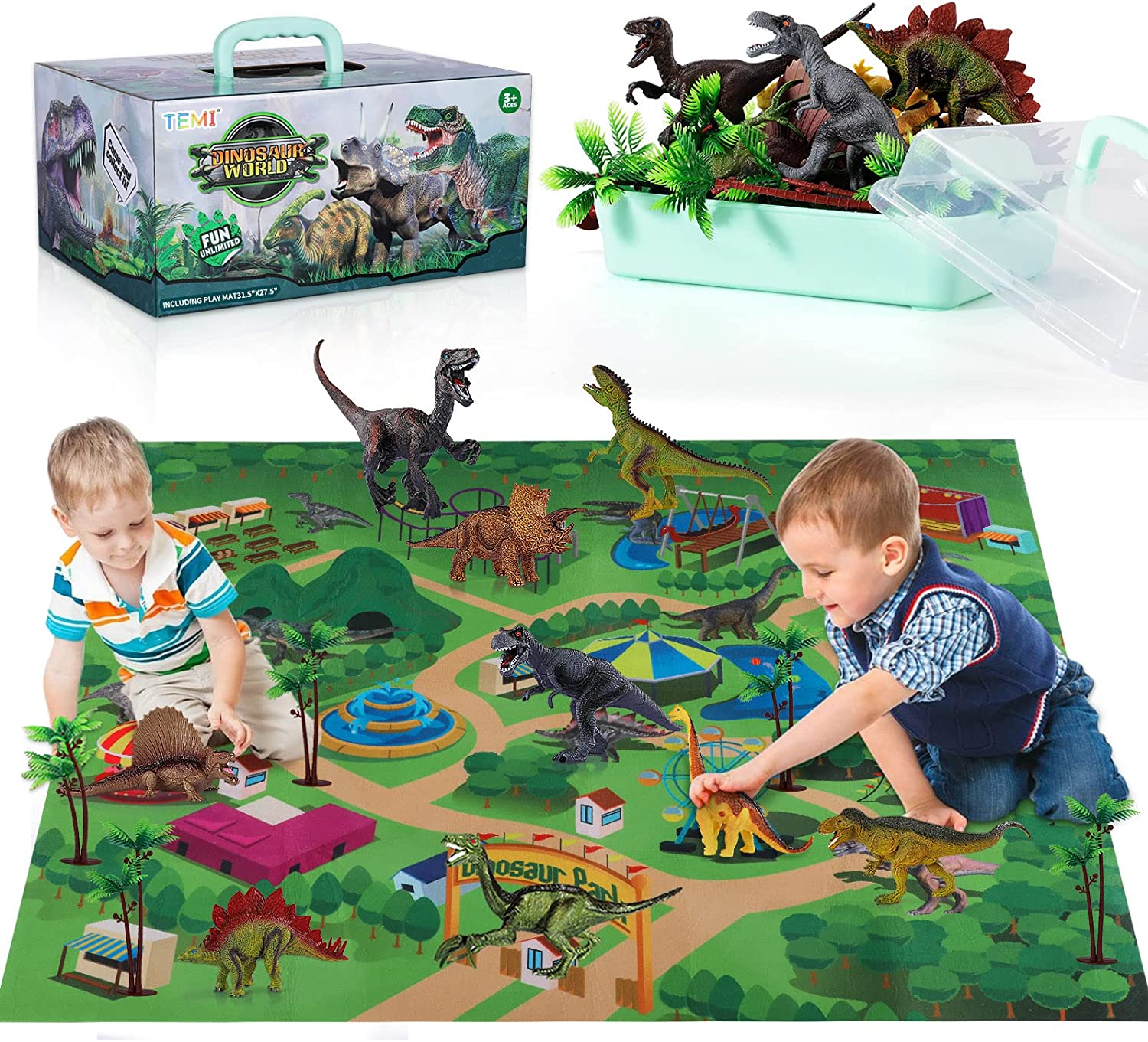 Review of TEMI Dinosaur Toys for Kids 3-5 with Activity Play Mat