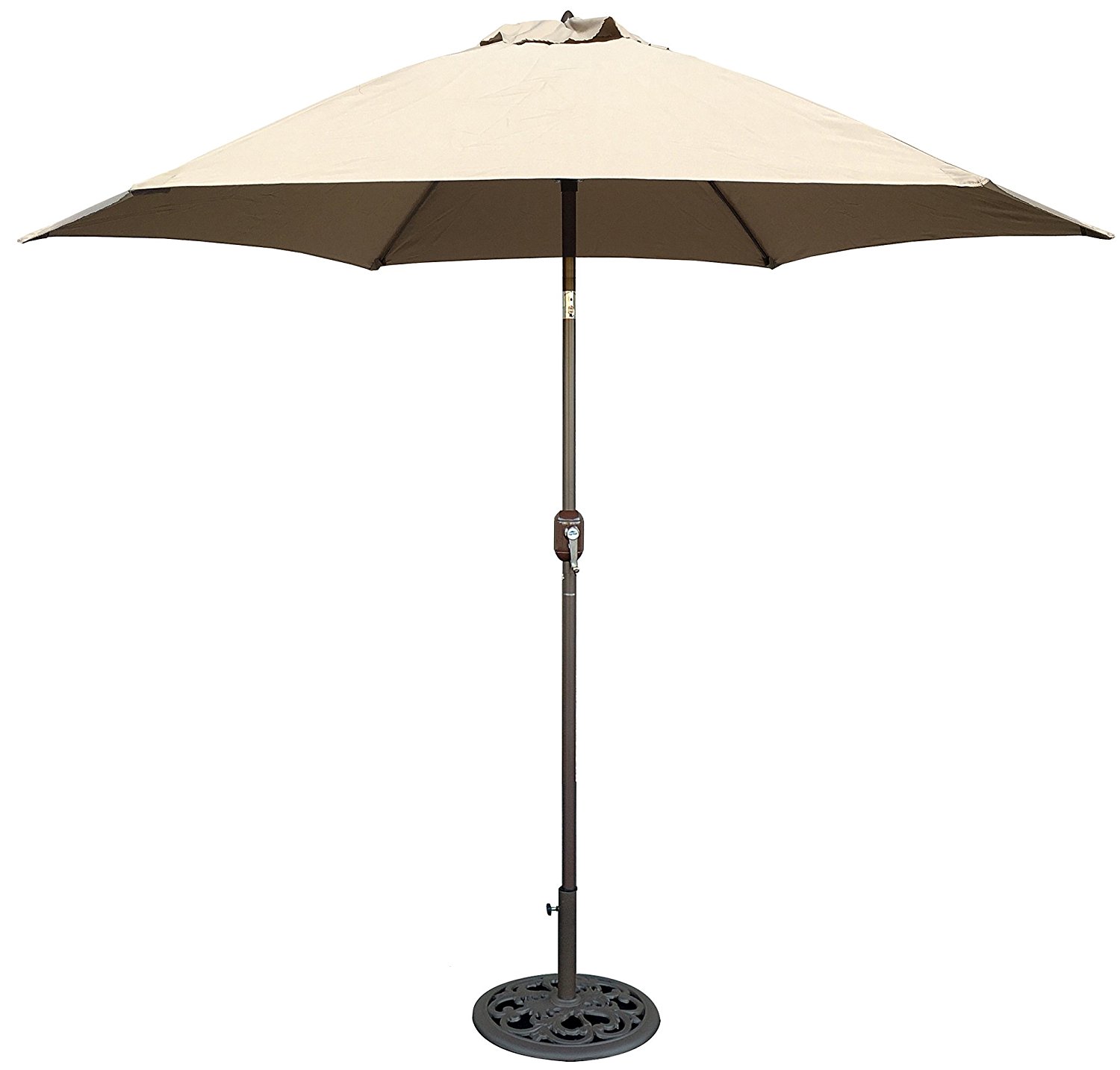 Tropishade 9 ft Bronze Aluminum Patio Umbrella with Beige Polyester Cover