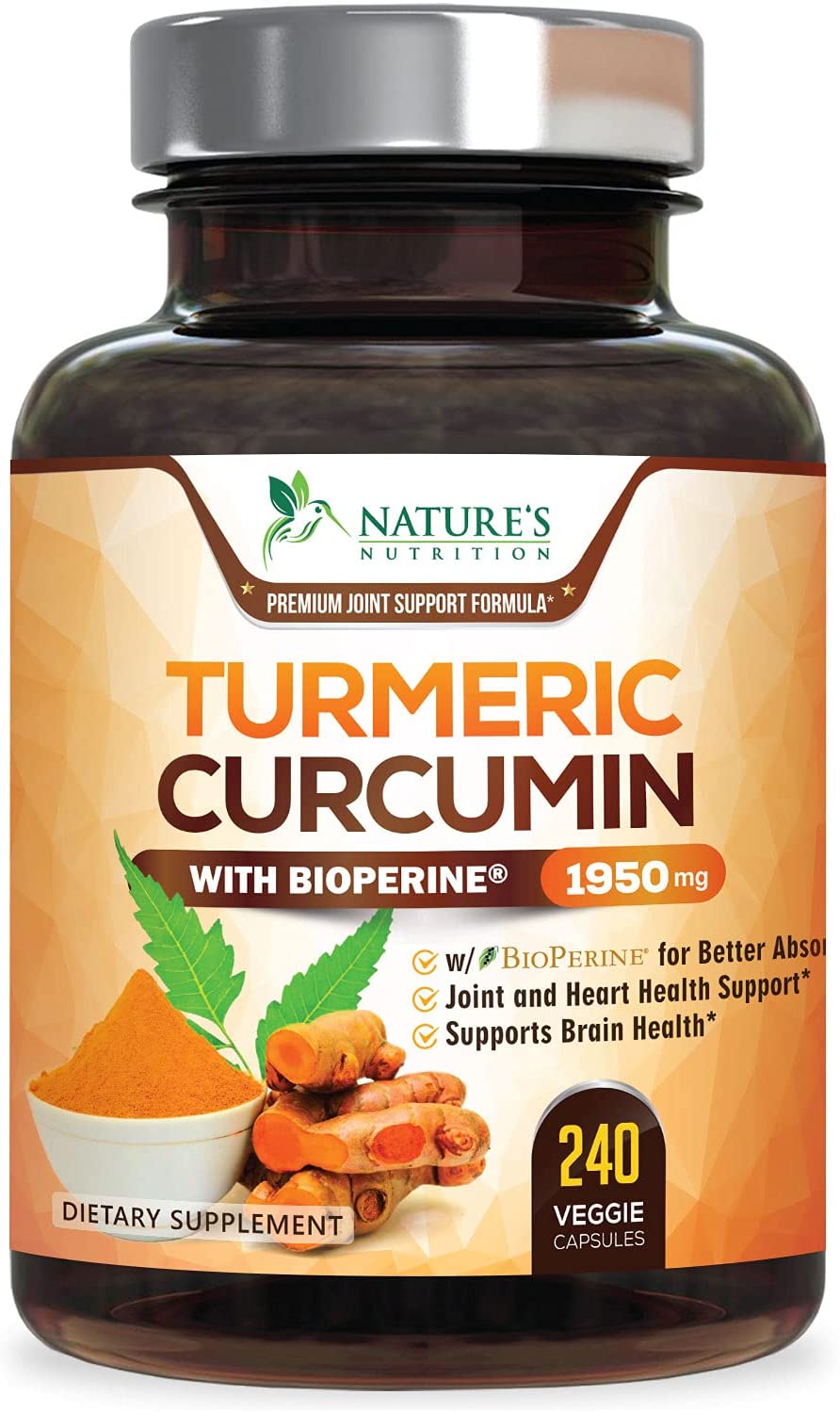 Turmeric Curcumin with BioPerine 95% Curcuminoids 1950mg with Black Pepper