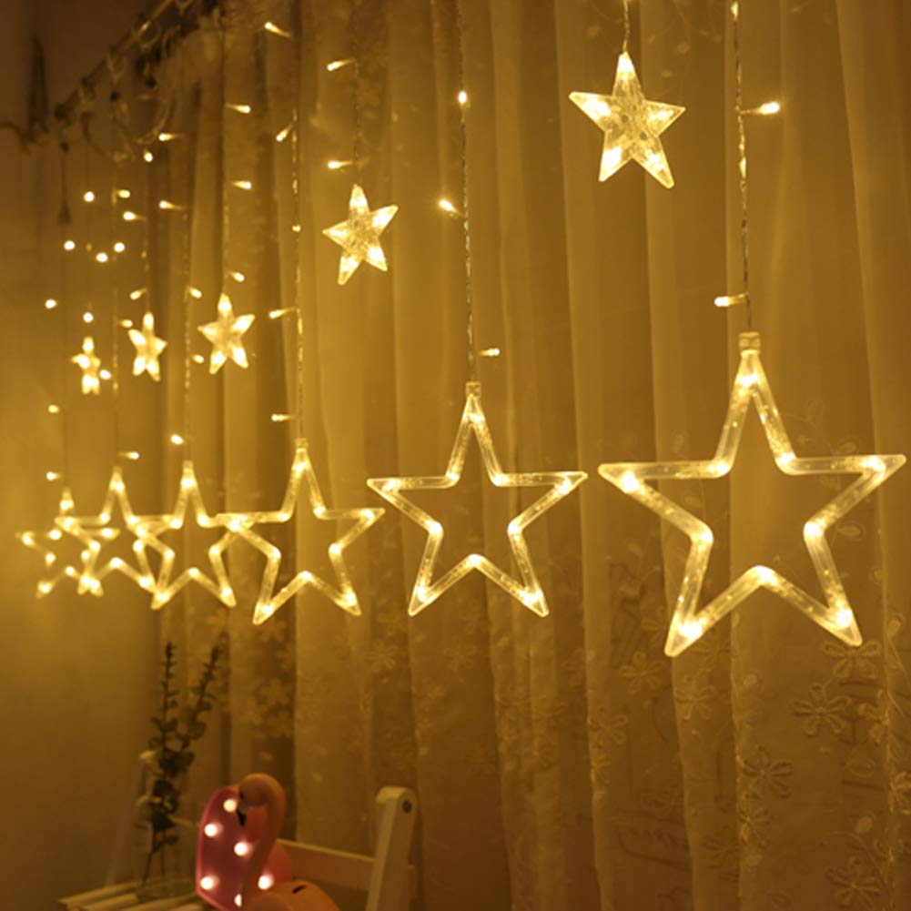 Twinkle Star 12 Stars 138 LED Curtain String Lights, Window Curtain Lights