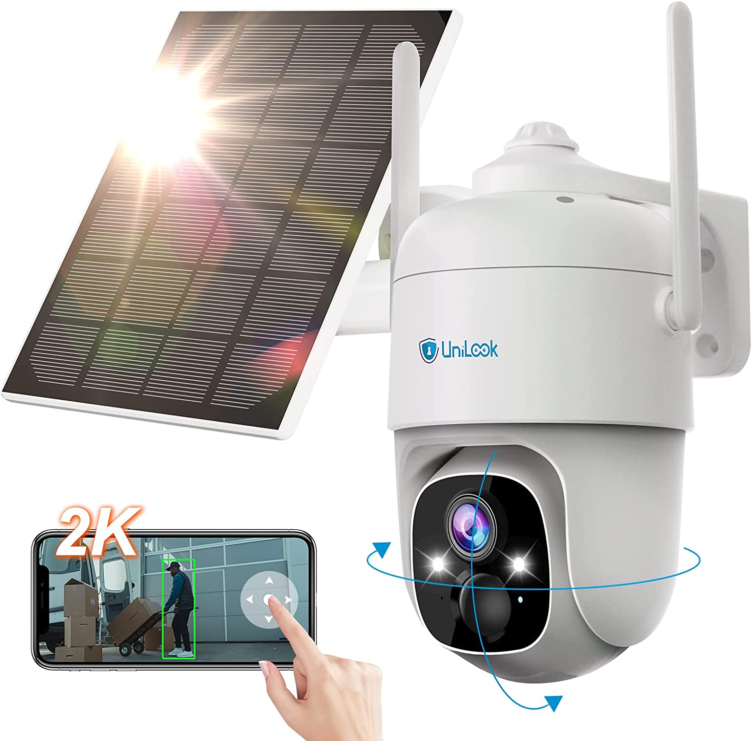 Unilook 2K Solar Wireless Security Camera Outdoor, 3MP