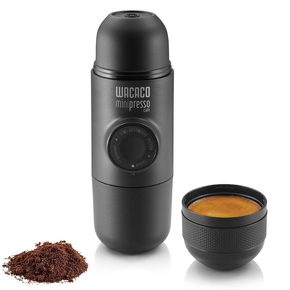 Review of Wacaco Minipresso GR, Portable Espresso Machine, Compatible Ground Coffee, Small Travel Coffee Maker, Manually Operated from Piston Action