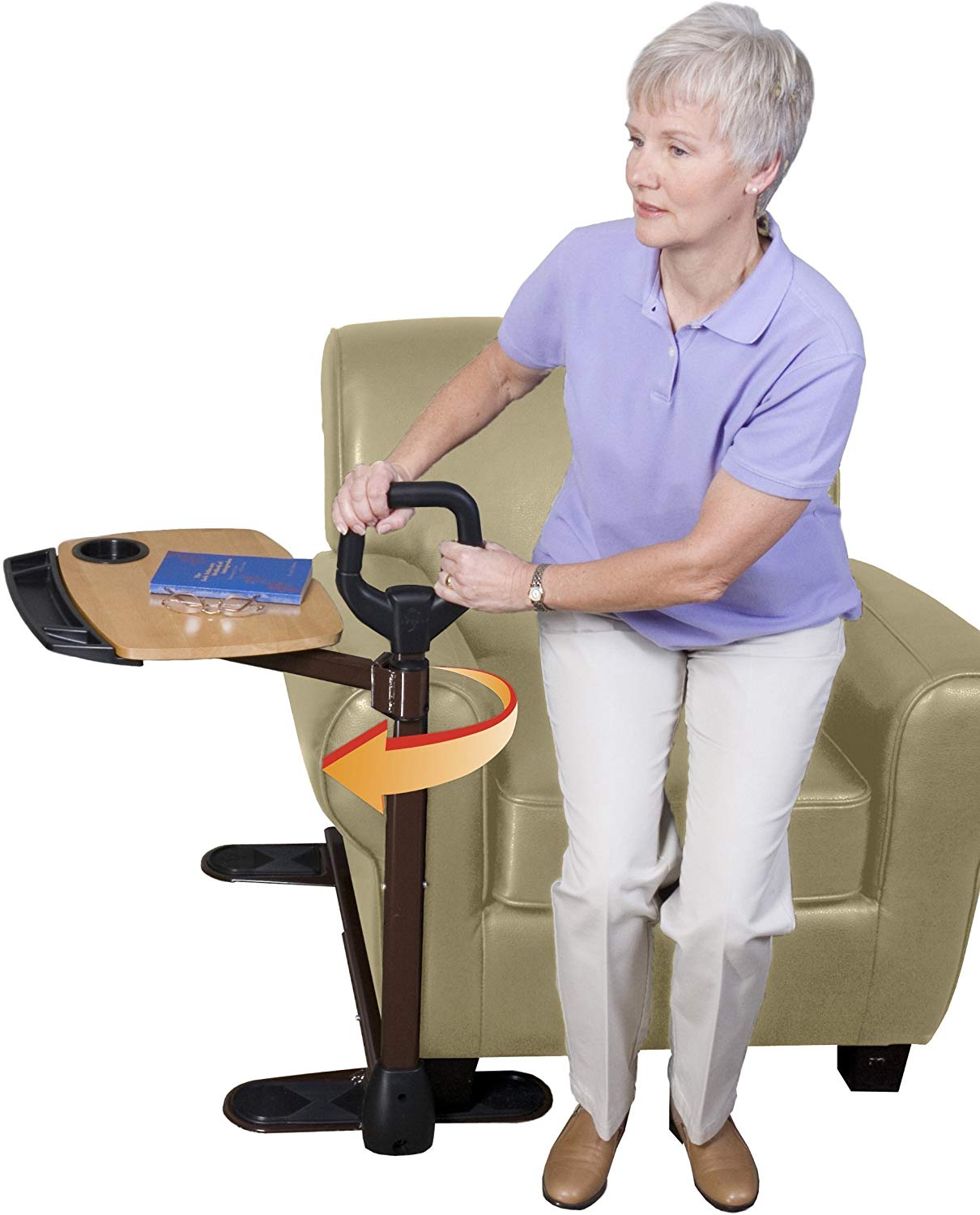 Able Life Able Tray Table, with Ergonomic Stand Assist Safety Handle, Independent Living Aid
