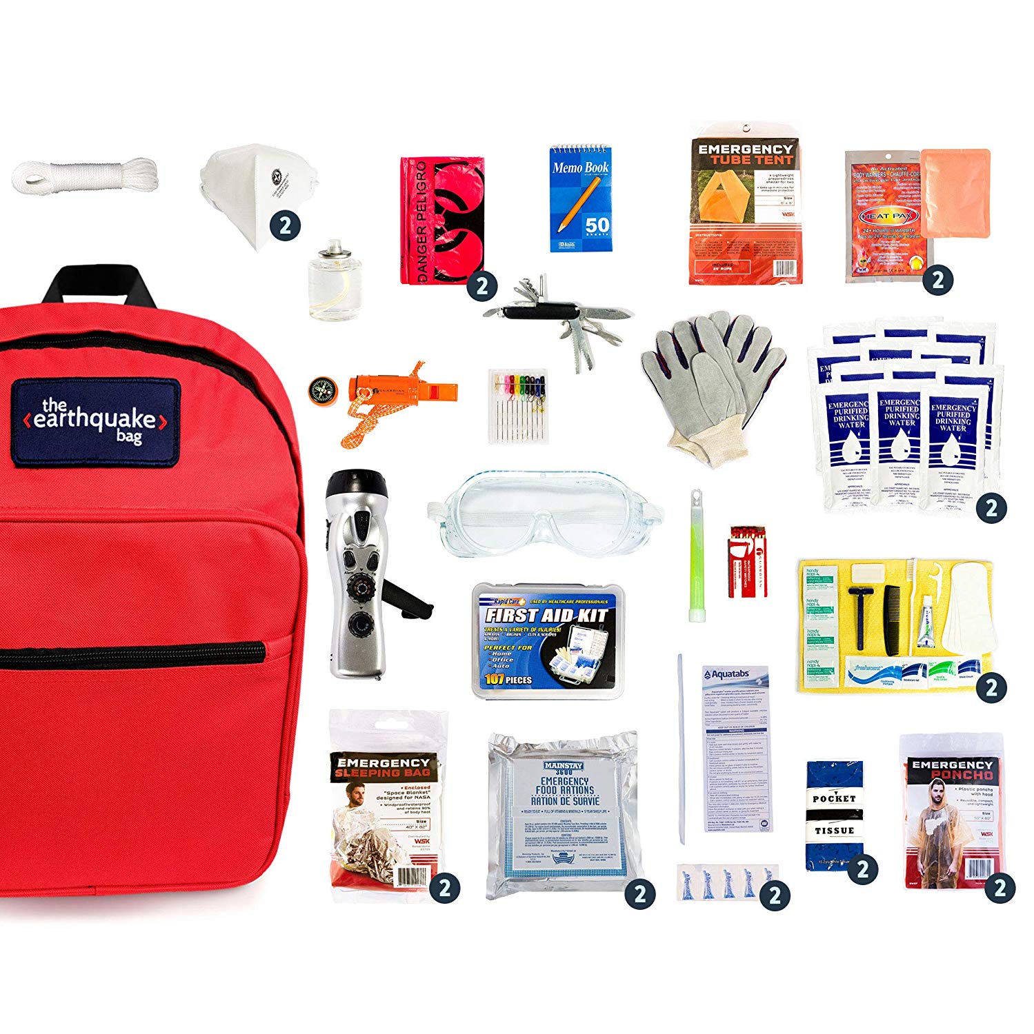 Complete Earthquake Bag - Emergency kit for Earthquakes, Hurricanes, floods + Other disasters