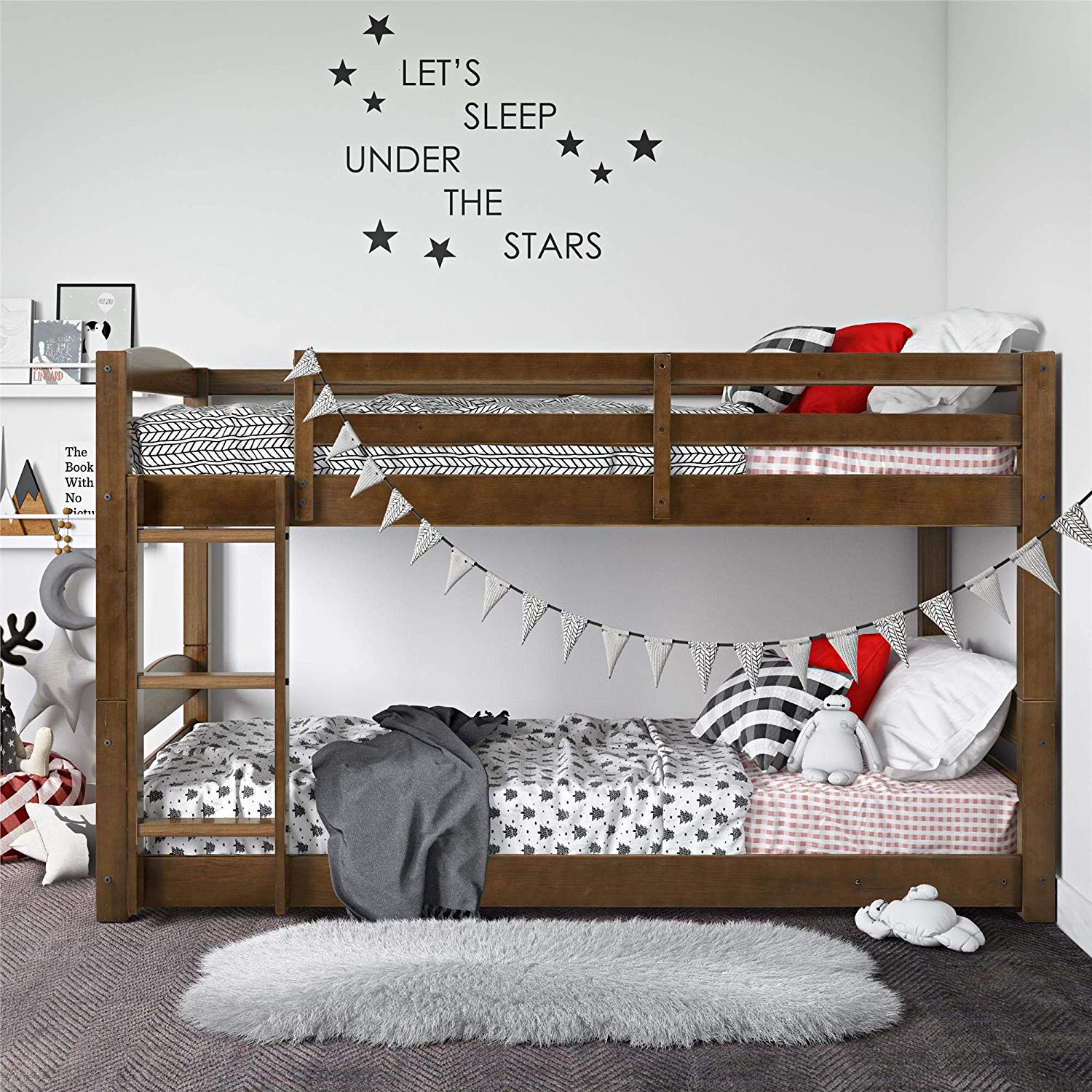 Review of Dorel Living Phoenix Solid Wood Twin over Twin Floor Bunk Beds with Ladder and Guard Rail