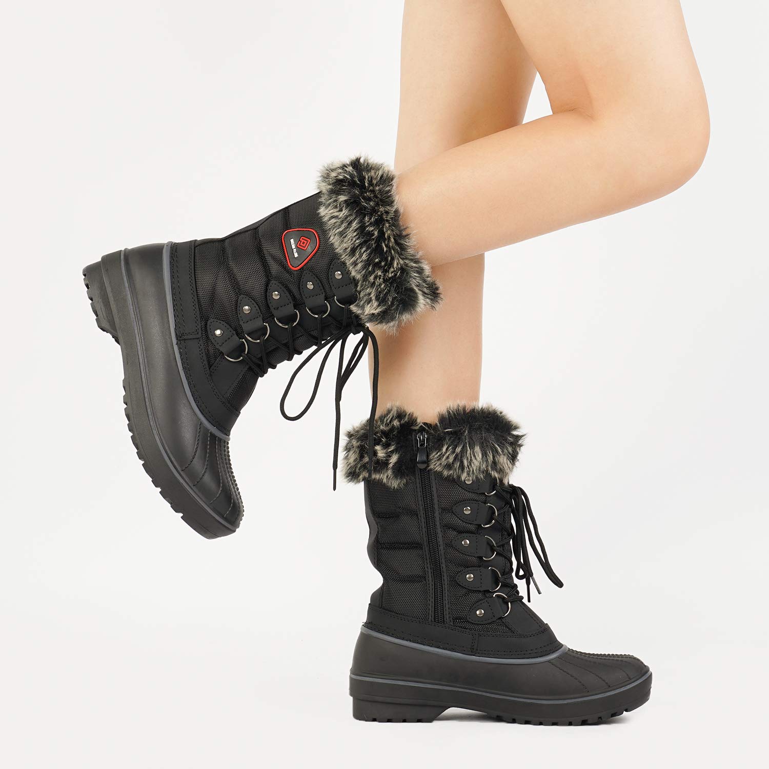 DREAM PAIRS Women's Warm Faux Fur Lined Mid Calf Winter Snow Boots