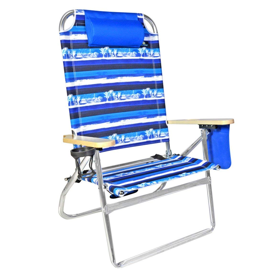 Extra Large - High Seat Heavy Duty 4 Position Beach Chair w/Drink Holder