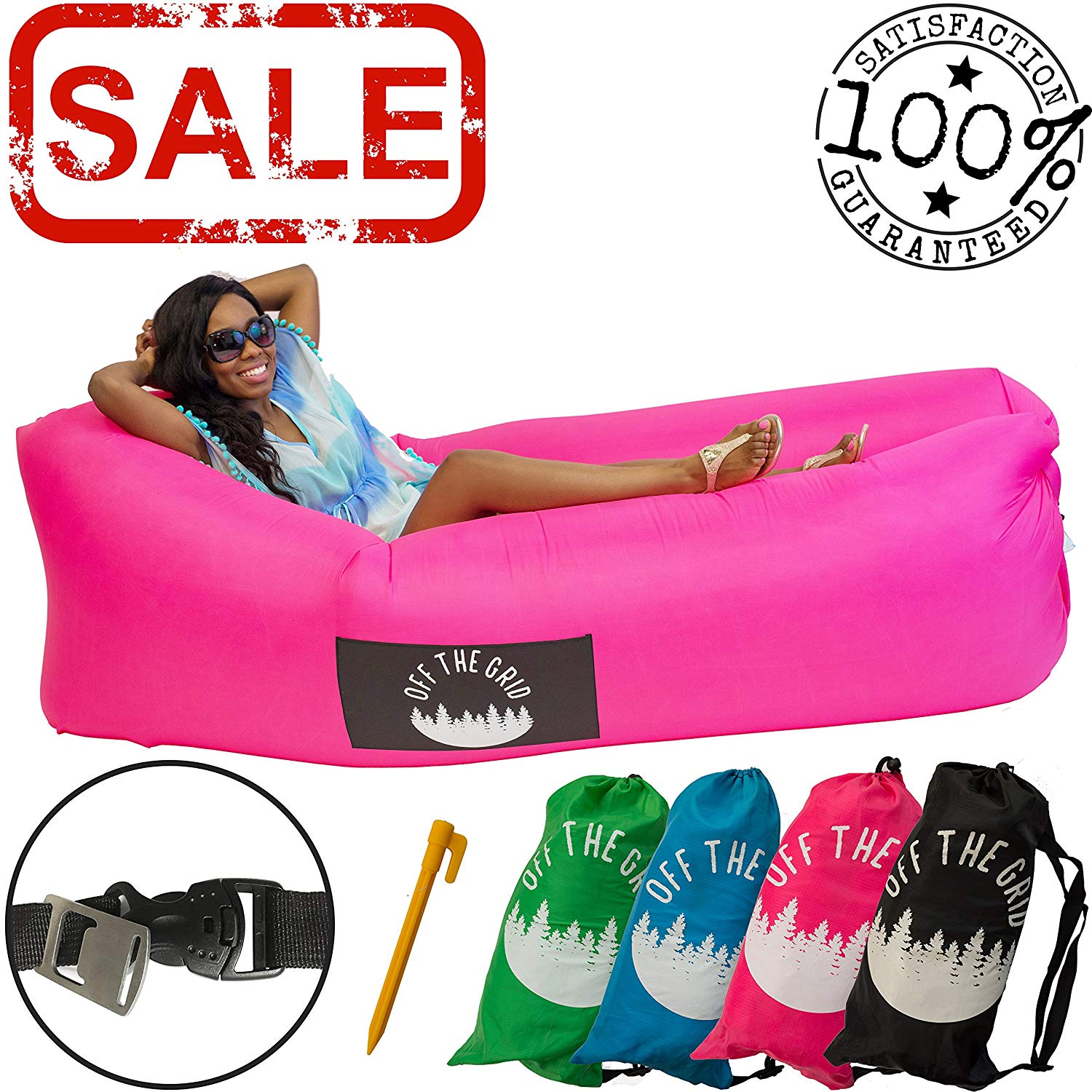 Off the Grid Inflatable Lounger - Air Sofa Wind Chair Hammock - Floating/Portable Bed