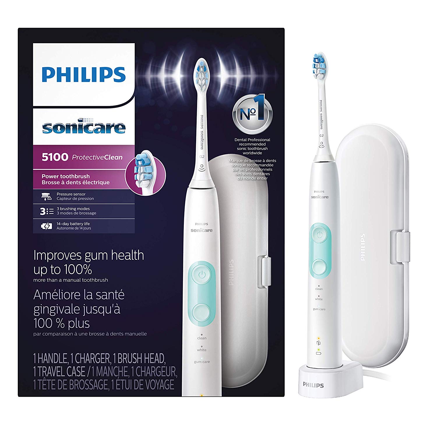 Review of Philips Sonicare ProtectiveClean 5100 Rechargeable Electric Toothbrush, White HX6857/11