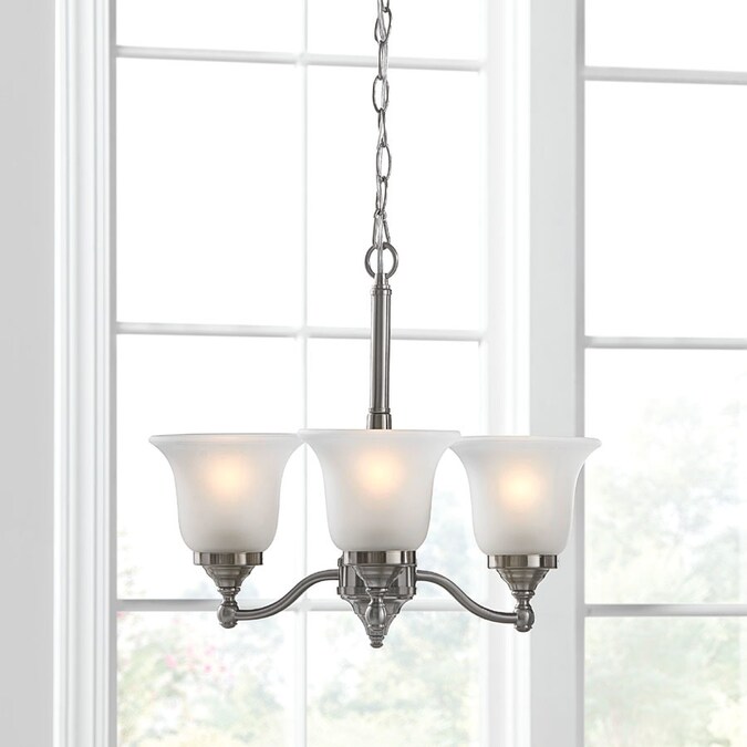 Review of Portfolio Roseall 3-Light Brushed Nickel Traditional Etched Glass Shaded Chandelier